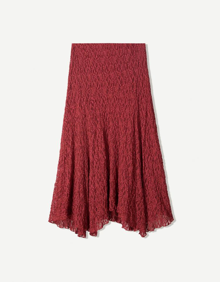 Blonde lace midi skirt