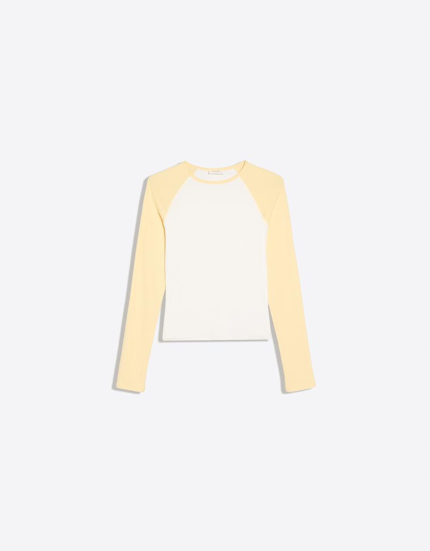 Maglietta maniche lunghe raglan-Giallo