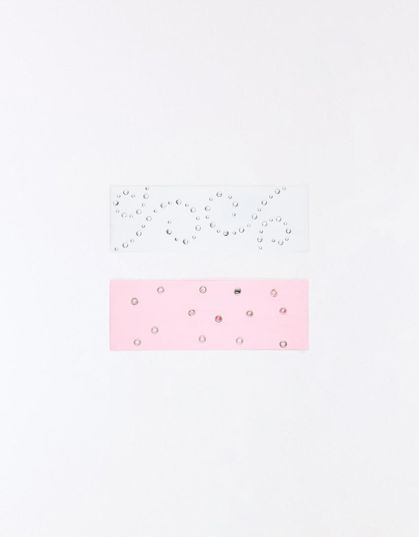 Pack of studded hair ties-Cream