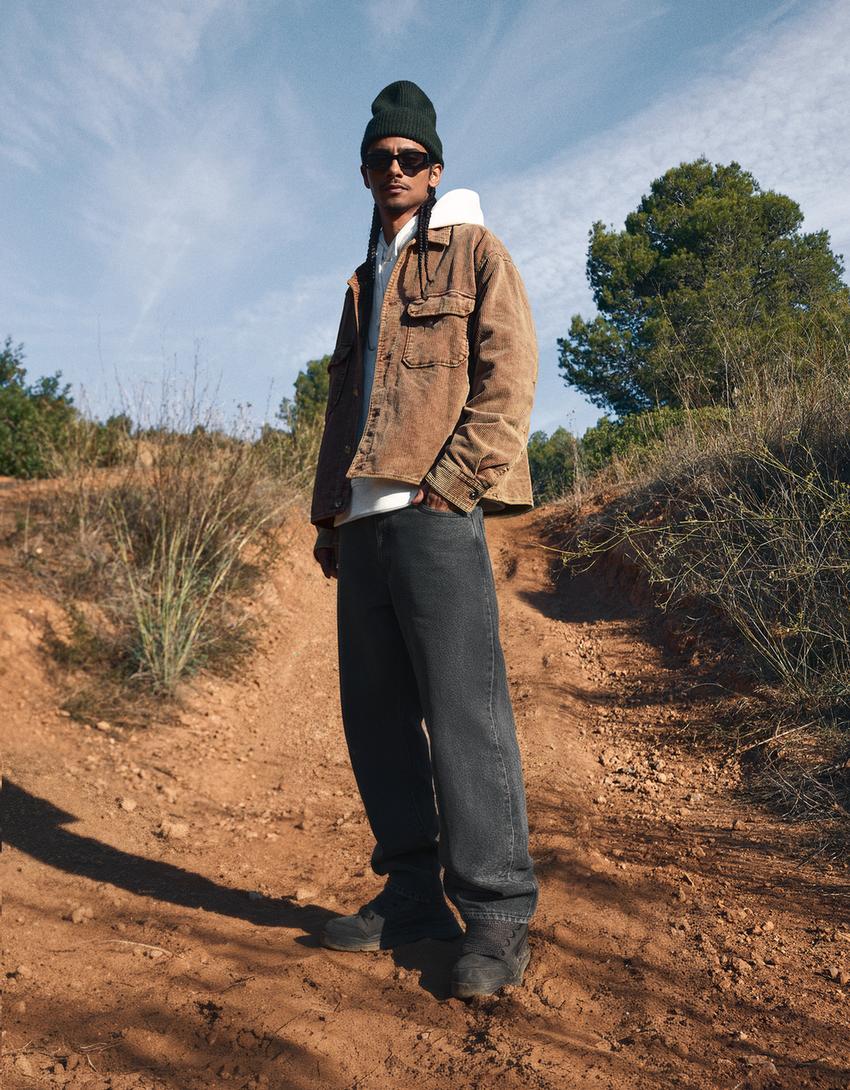 Boxy fit corduroy jacket-Camel