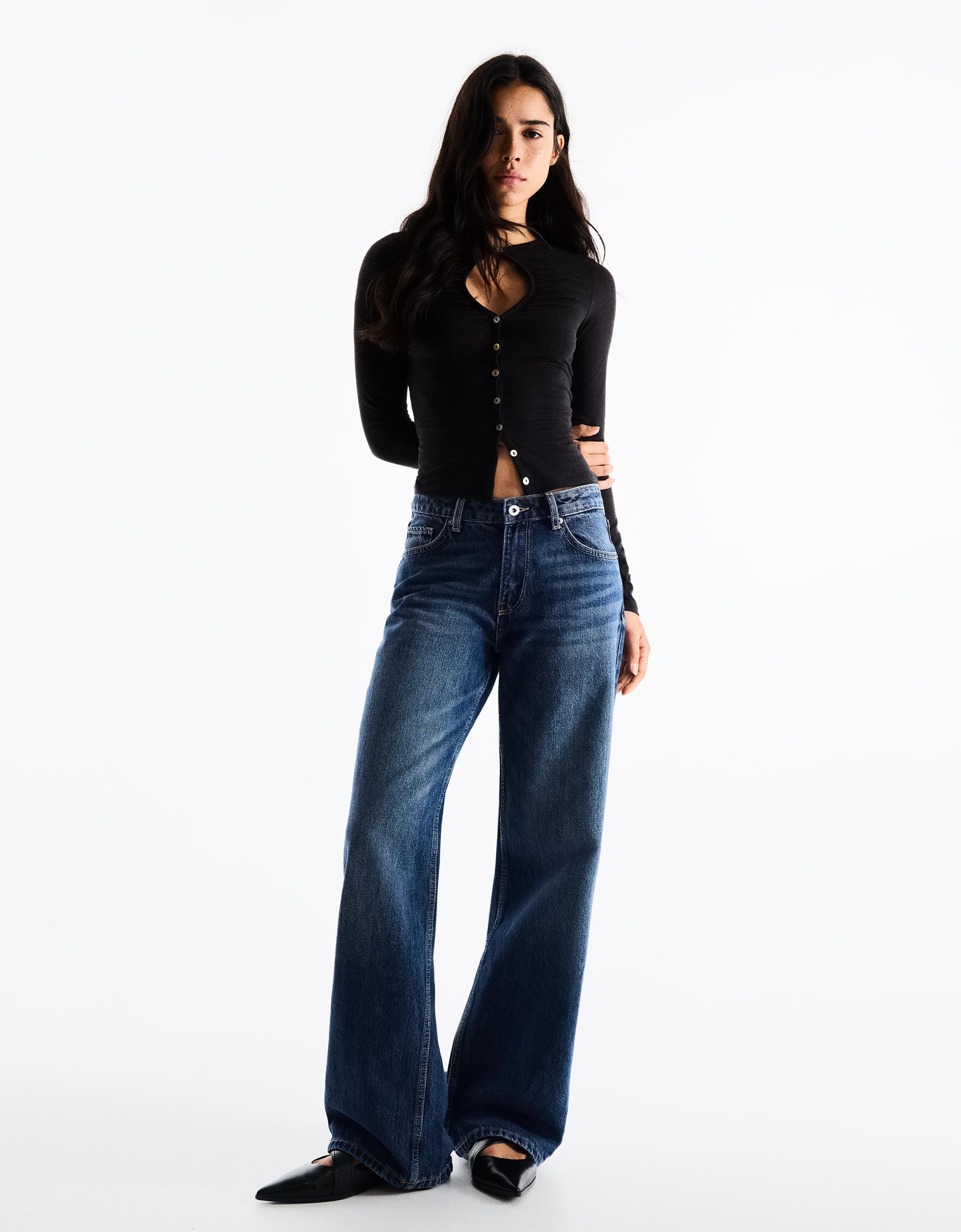 Bershka Yüksek bel straight fit jean görsel 4