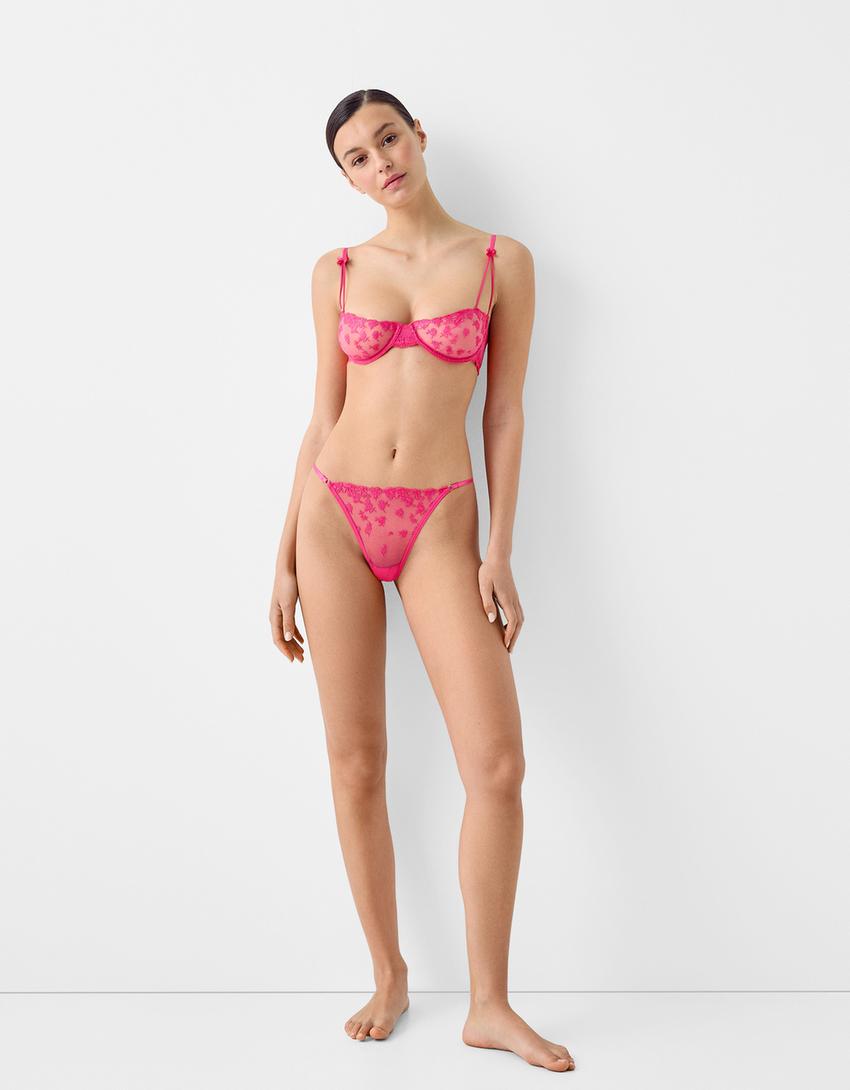Soutien-gorge broderies roses-Rose-3
