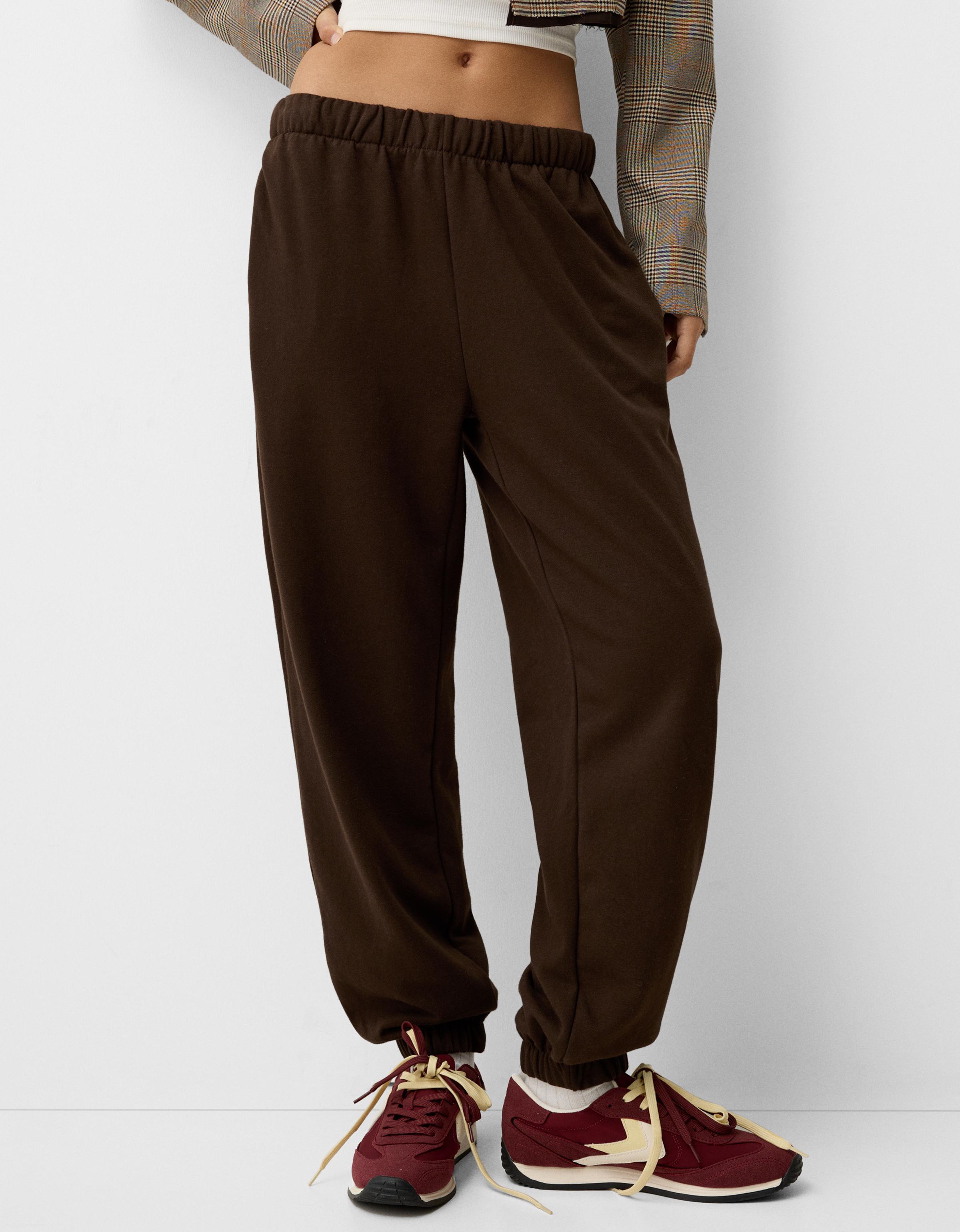 Bershka Joggerhose Aus Plüsch Damen L Braun