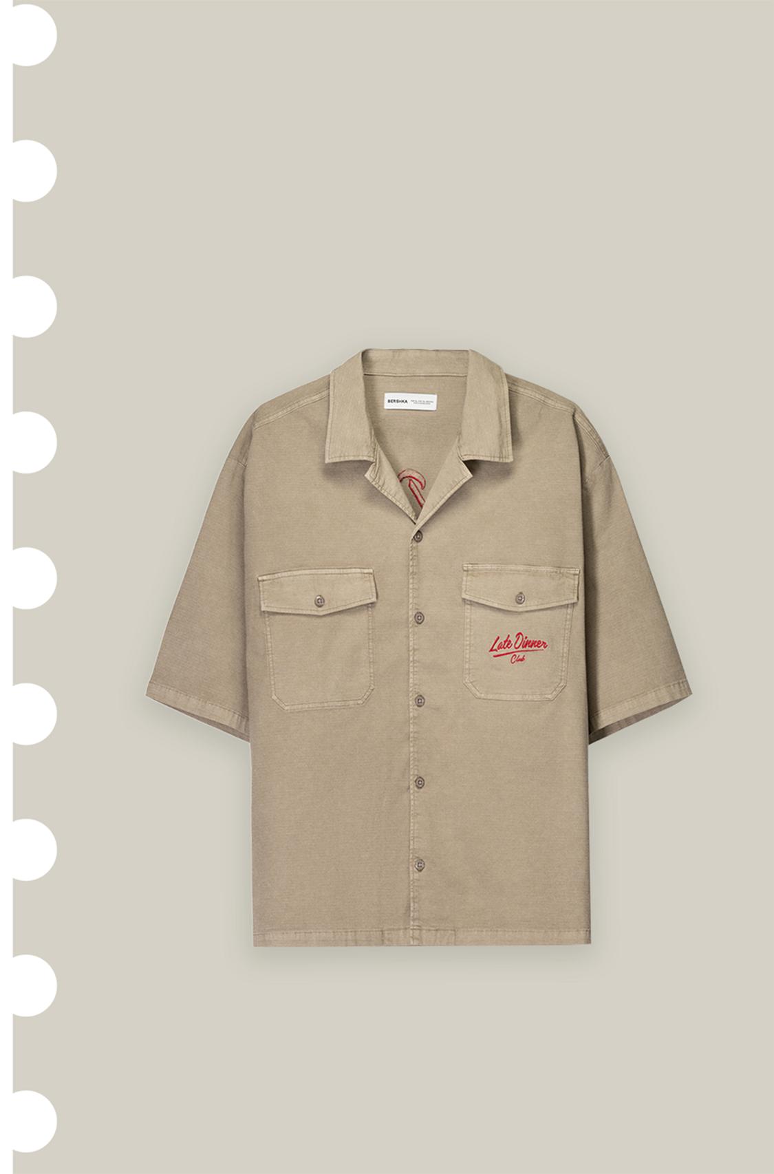 Embroidered short sleeve boxy fit shirt