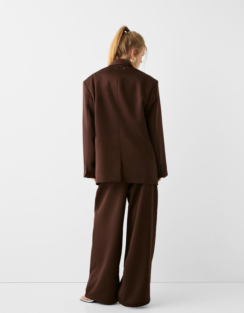 Veste tailleur bouton-Marron-1