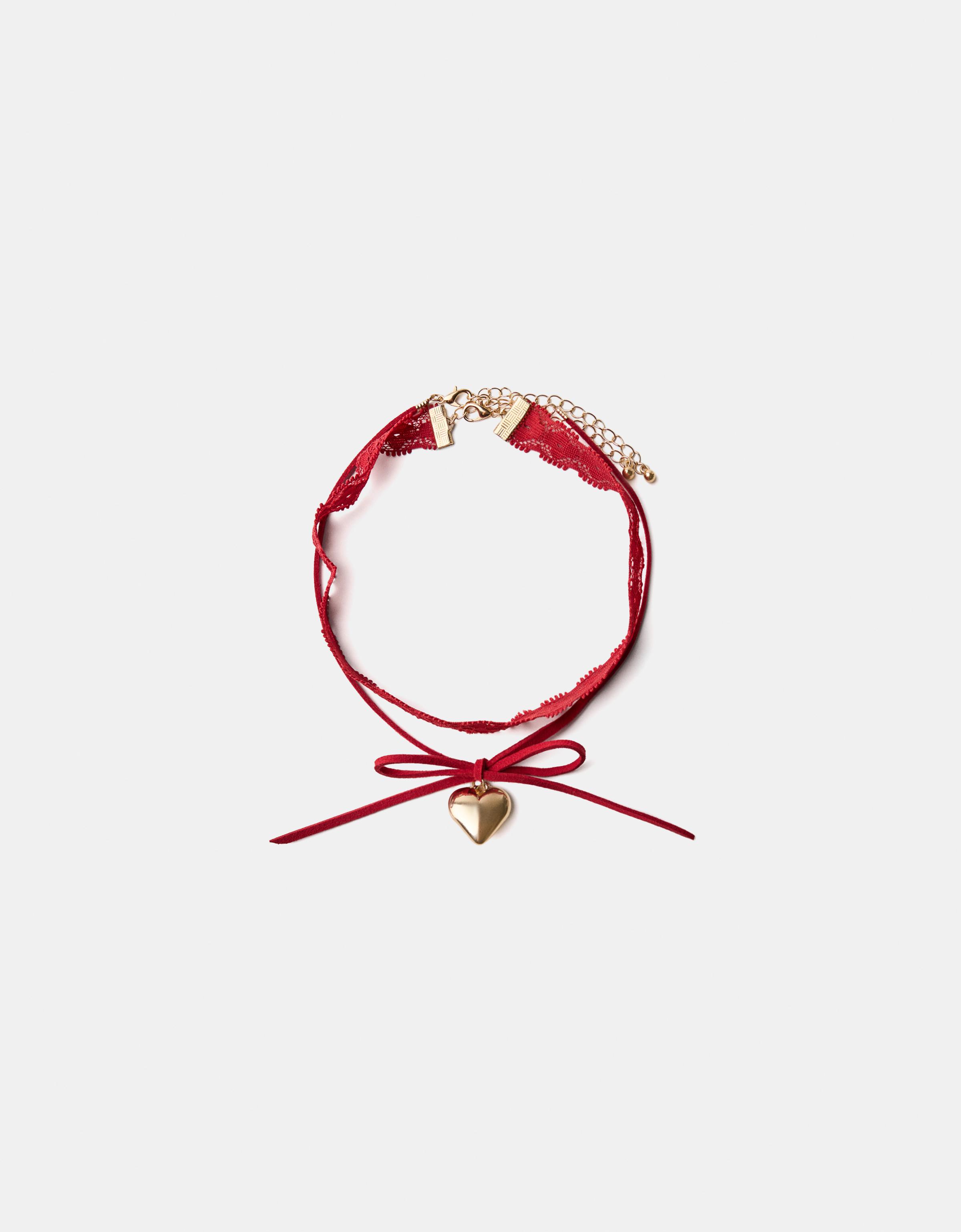 Bershka 2er-Pack Choker-Halsketten Schleife Damen Rot