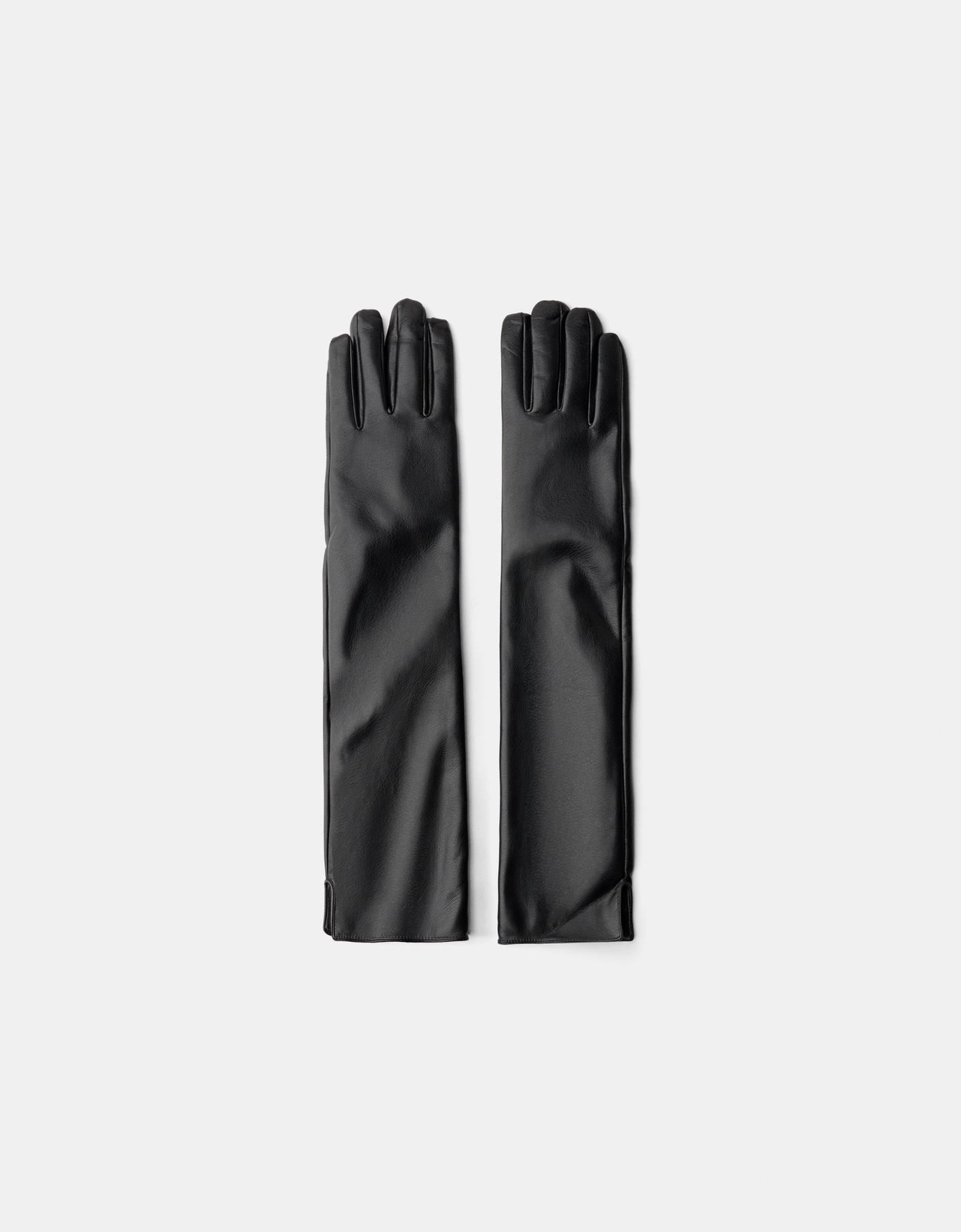 Bershka Guantes Largos Efecto Piel Mujer Negro