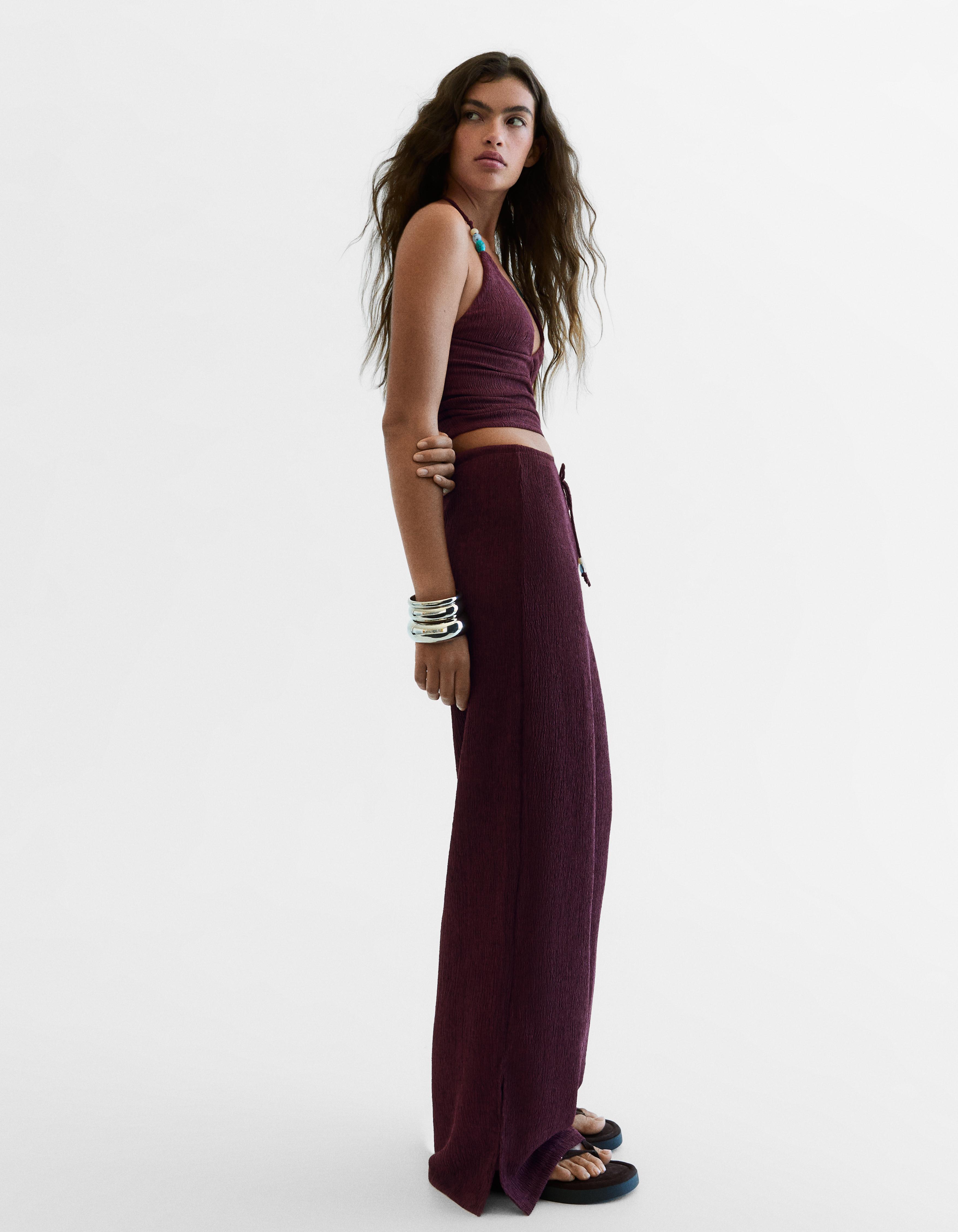 Wide-leg trousers with elasticated waist — Violet