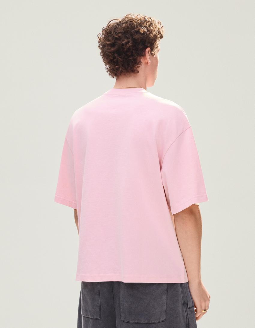 Camiseta manga corta boxy-Rosa