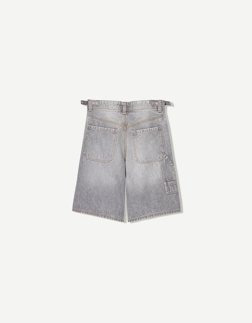 Bermuda denim balloon-Gris