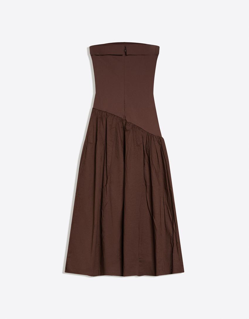 Robe midi bandeau-Marron
