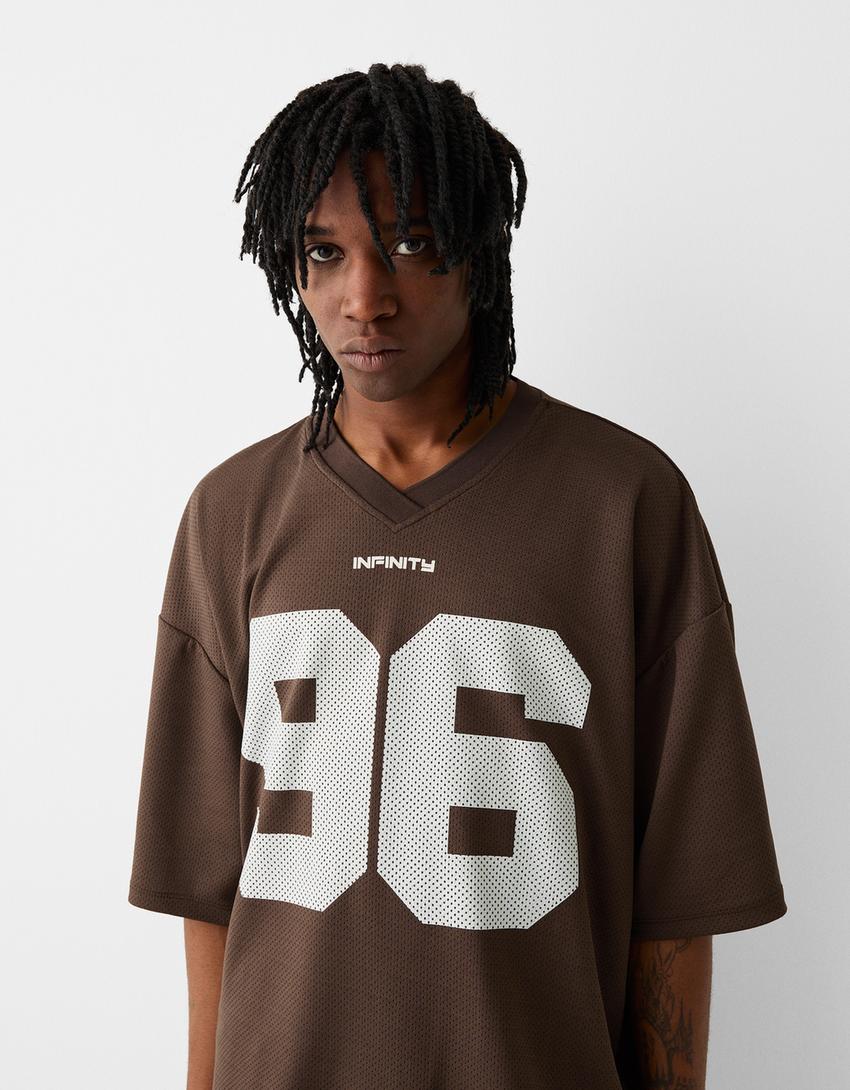 T-shirt manches courtes extra loose imprimé-Marron-2