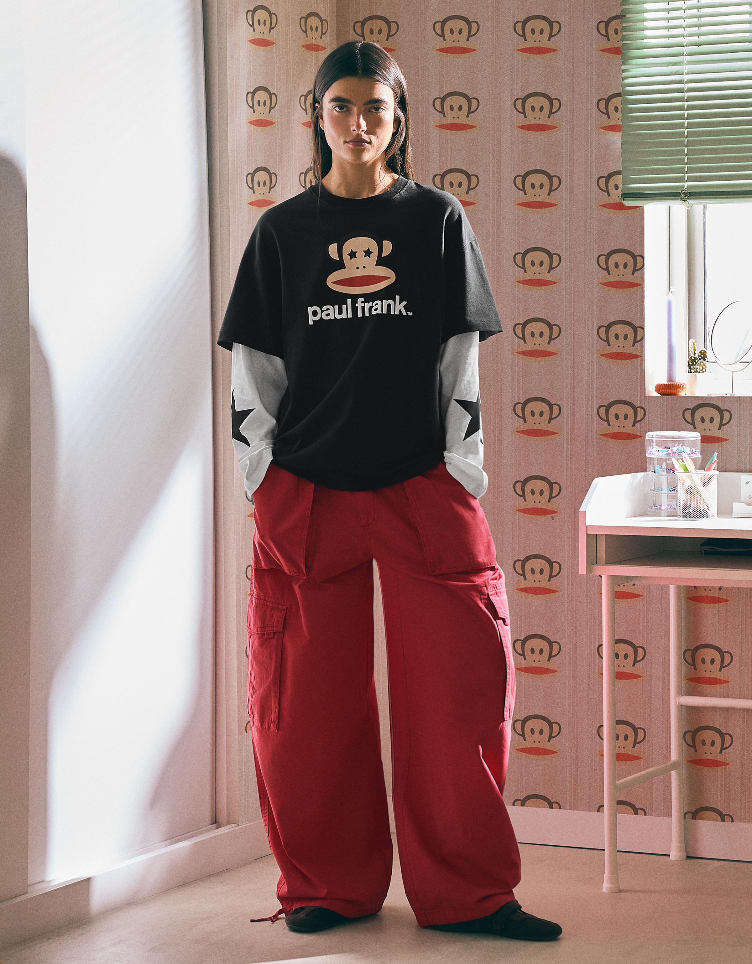PAUL FRANK double-sleeve print T-shirt — Black