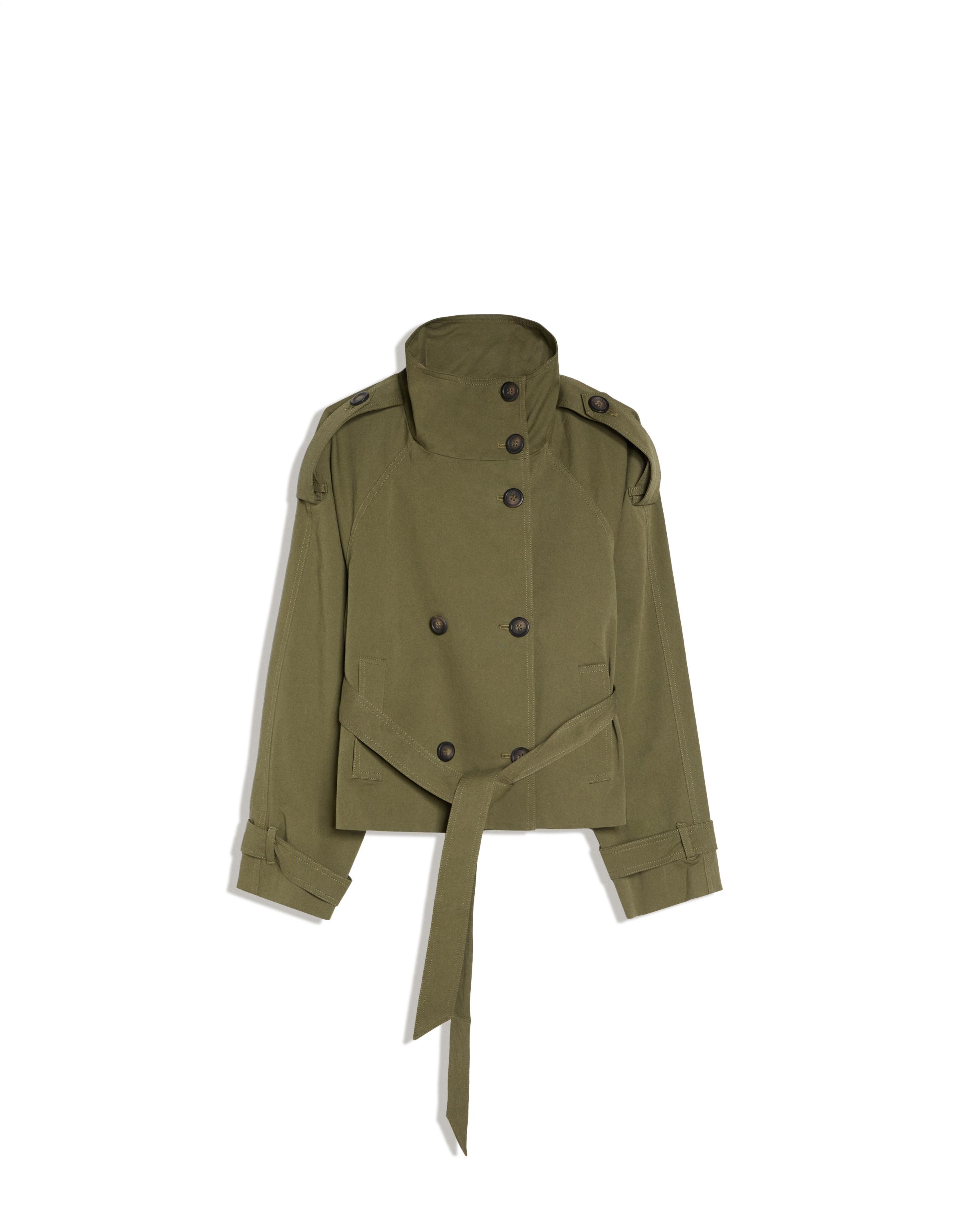 Funnel neck trench jacket — Khaki