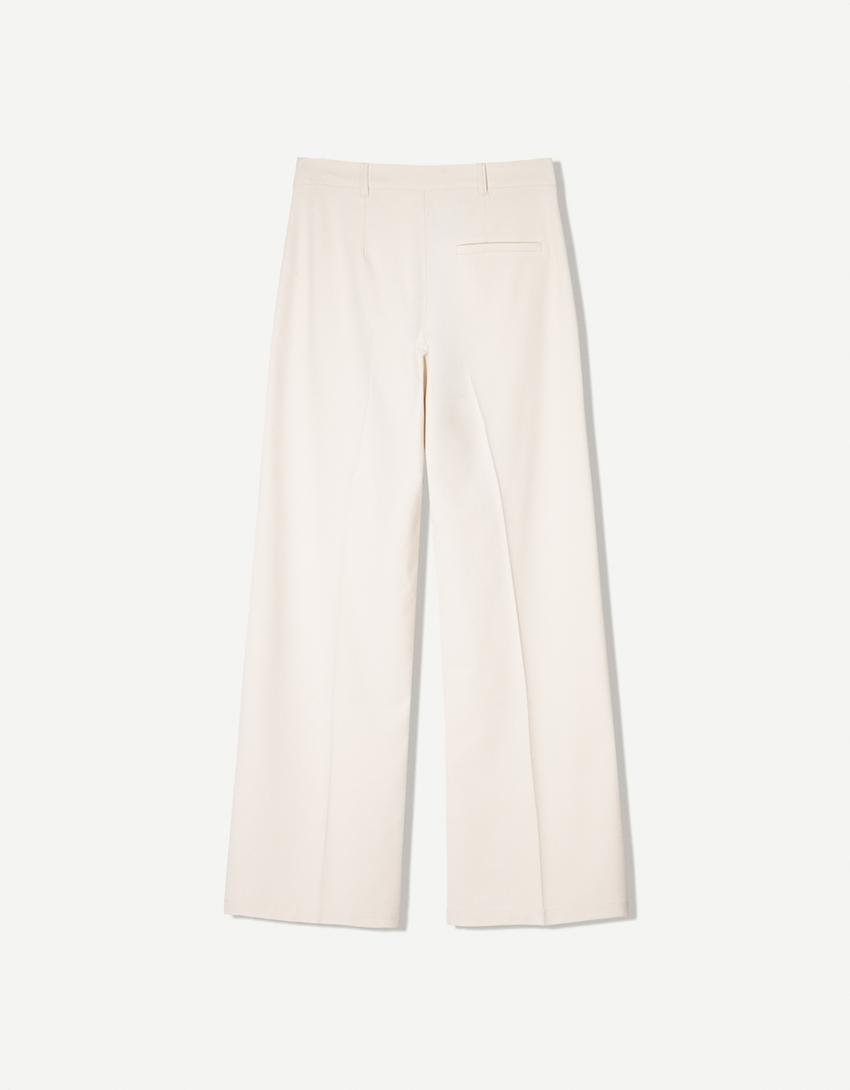 Pantaloni wide leg-Avorio-4