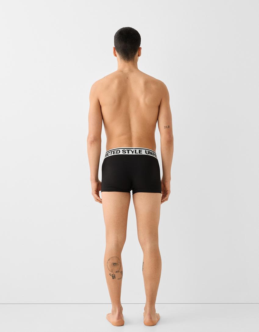 طقم من 3 ازواج بوكسرات بشريط خصر مطبوع-أسود-2