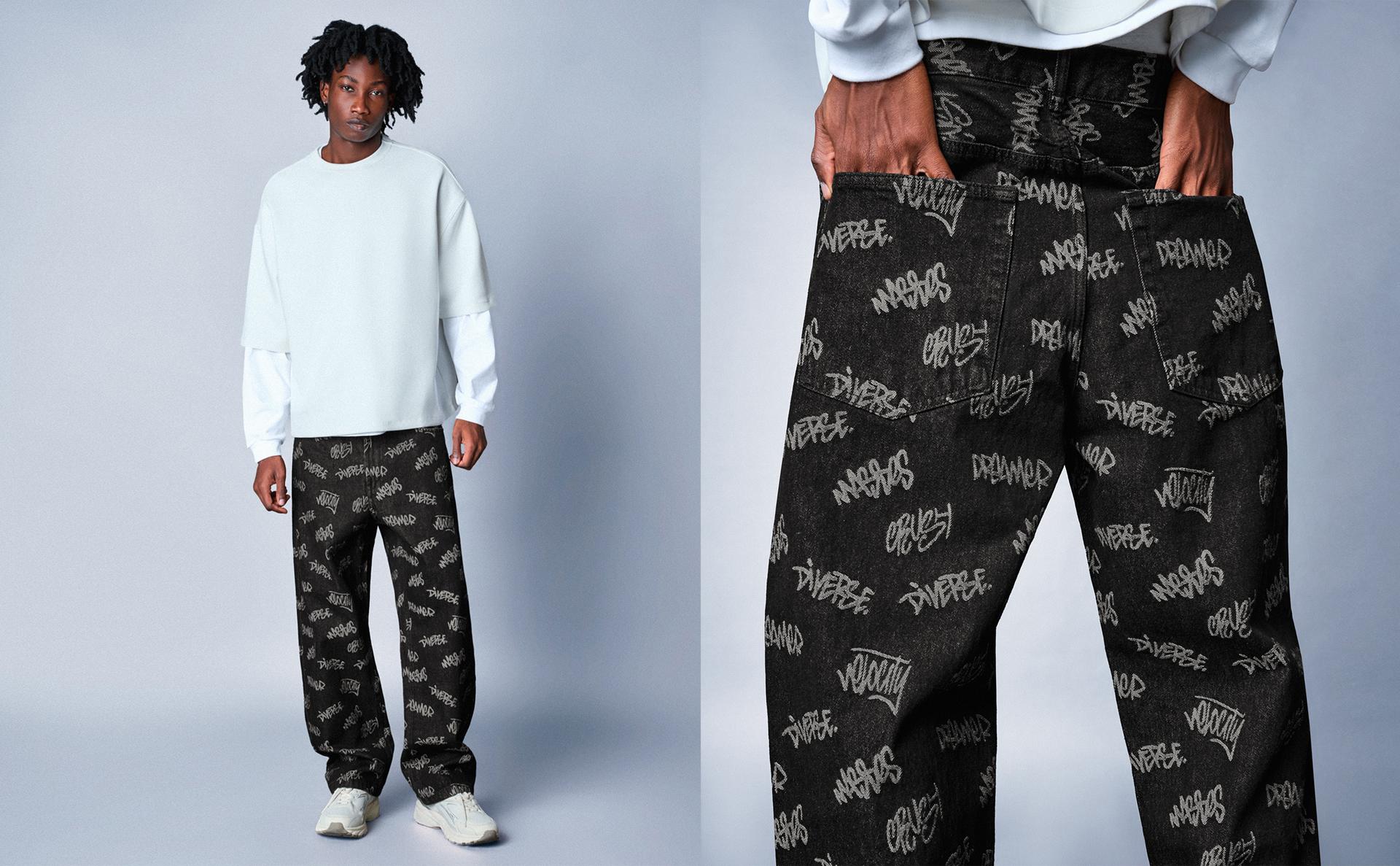 Baggy jacquard jeans