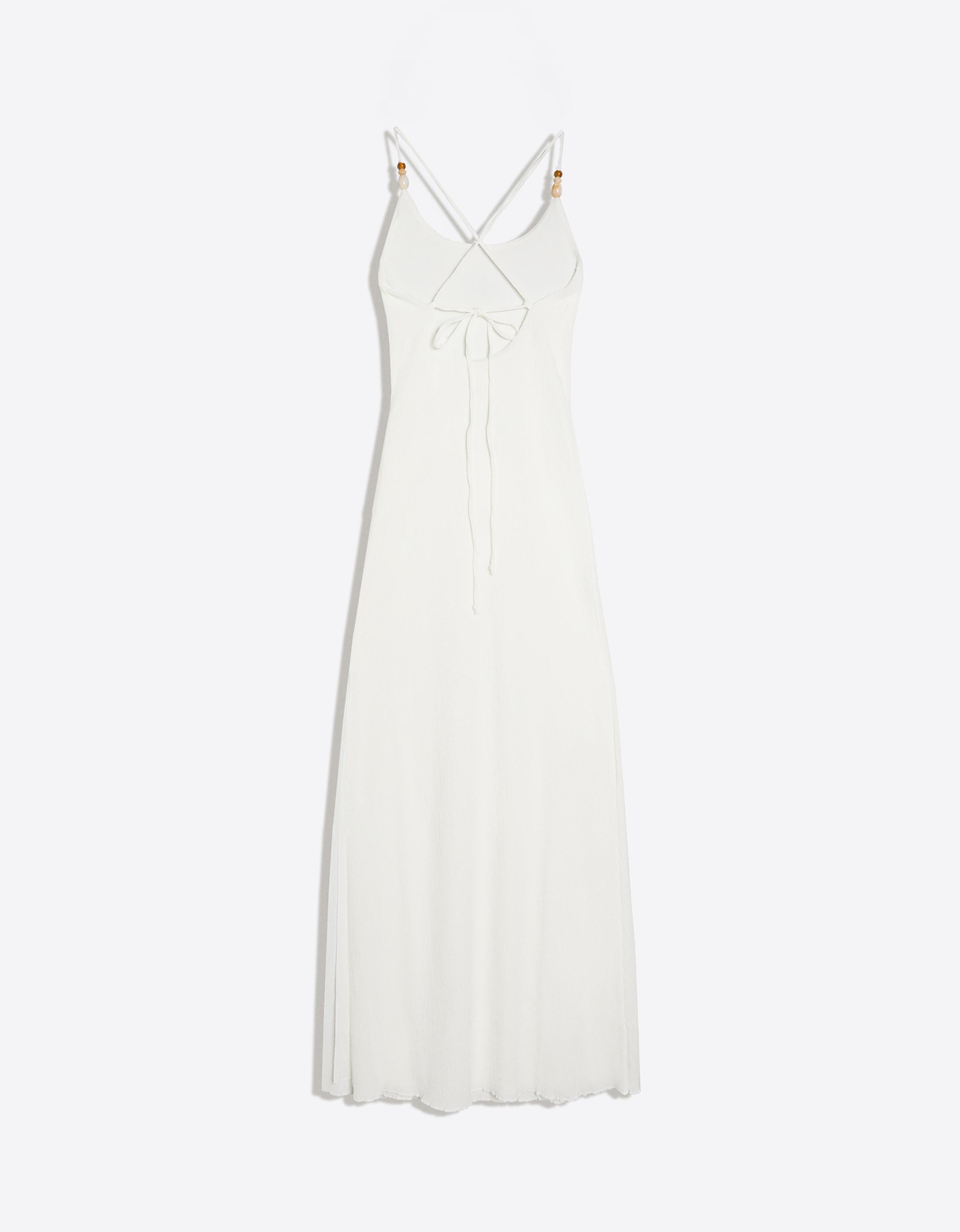 Rustic strappy midi dress — Cream