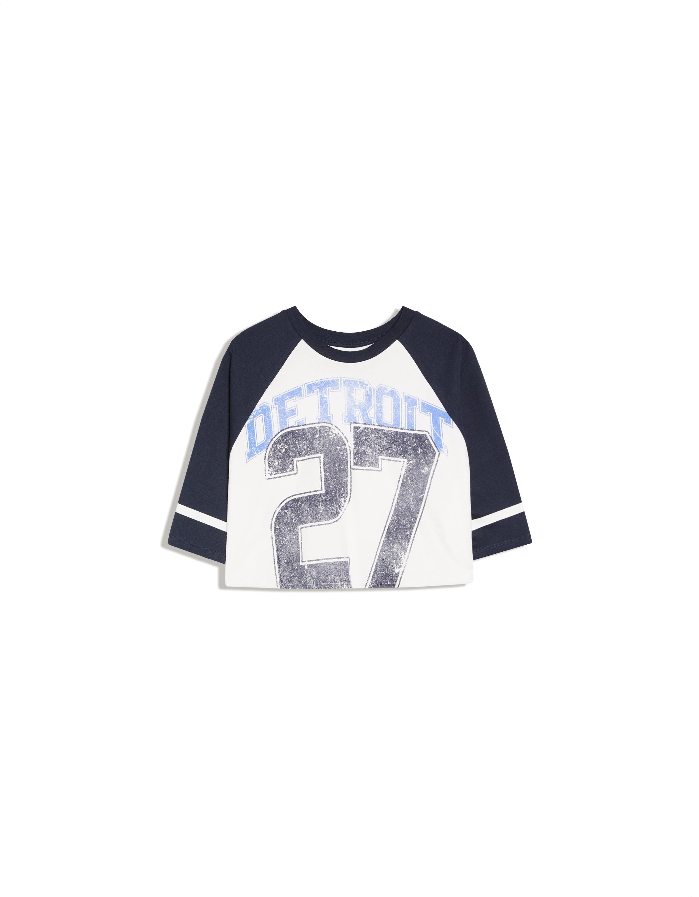 Short sleeve raglan print T-shirt — Off white