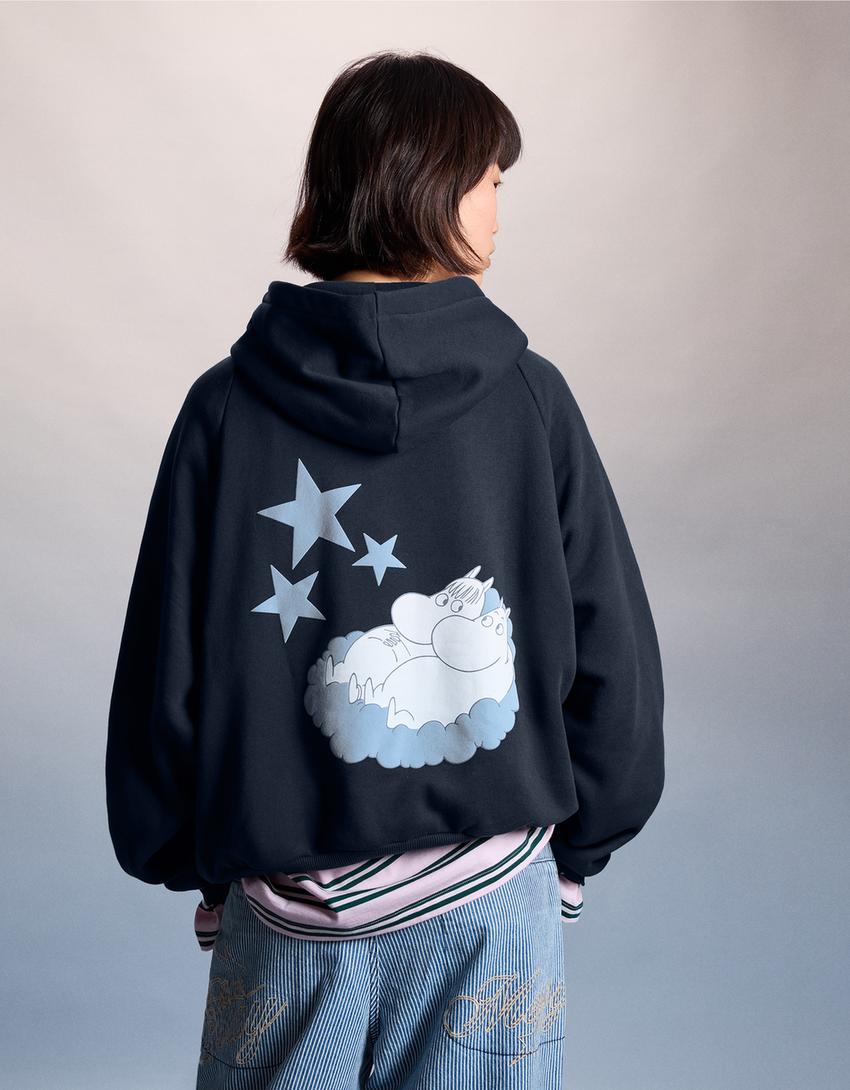 Bluza Moomin z kapturem i nadrukiem-Granatowy