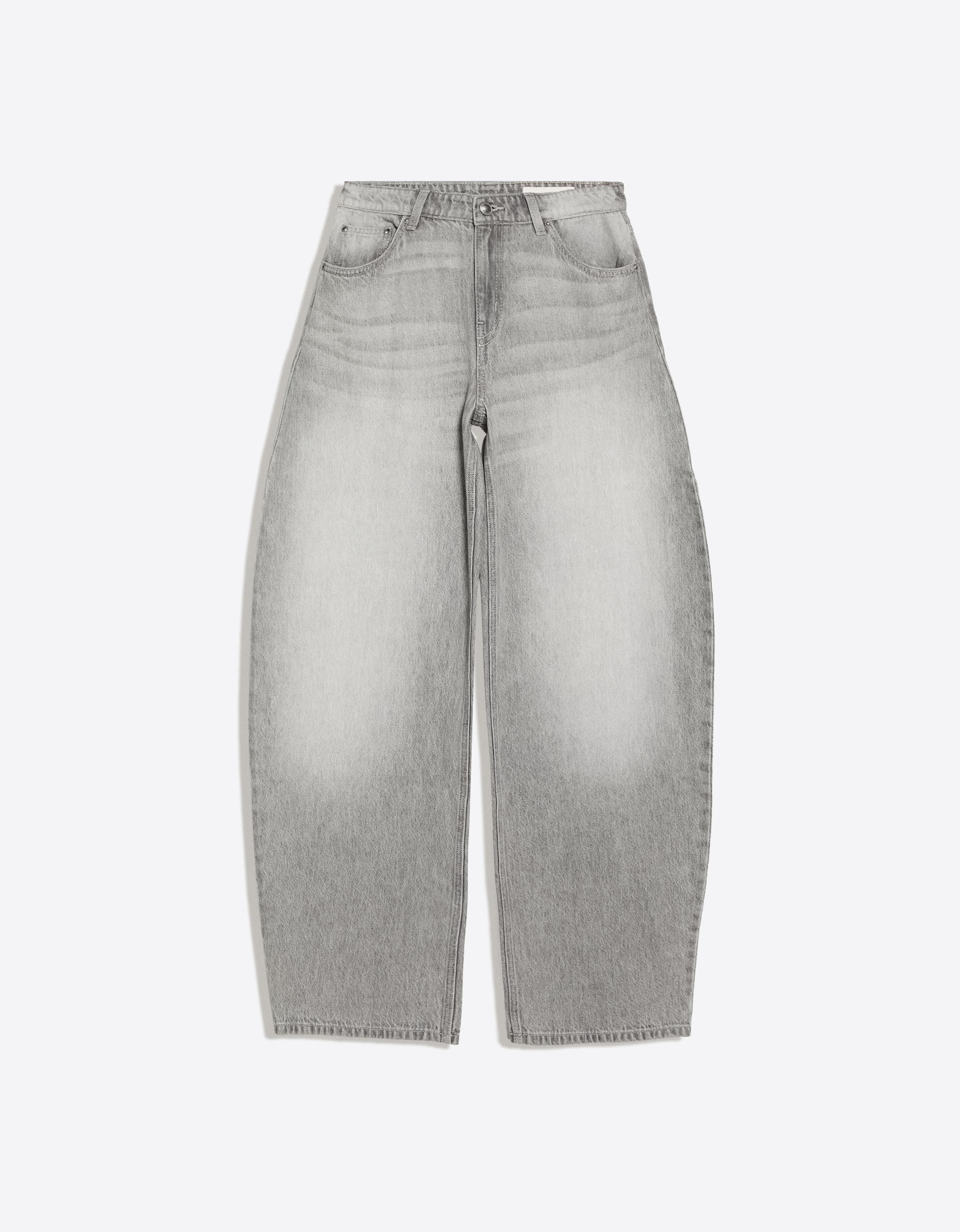 High-waist barrel jeans — Grey