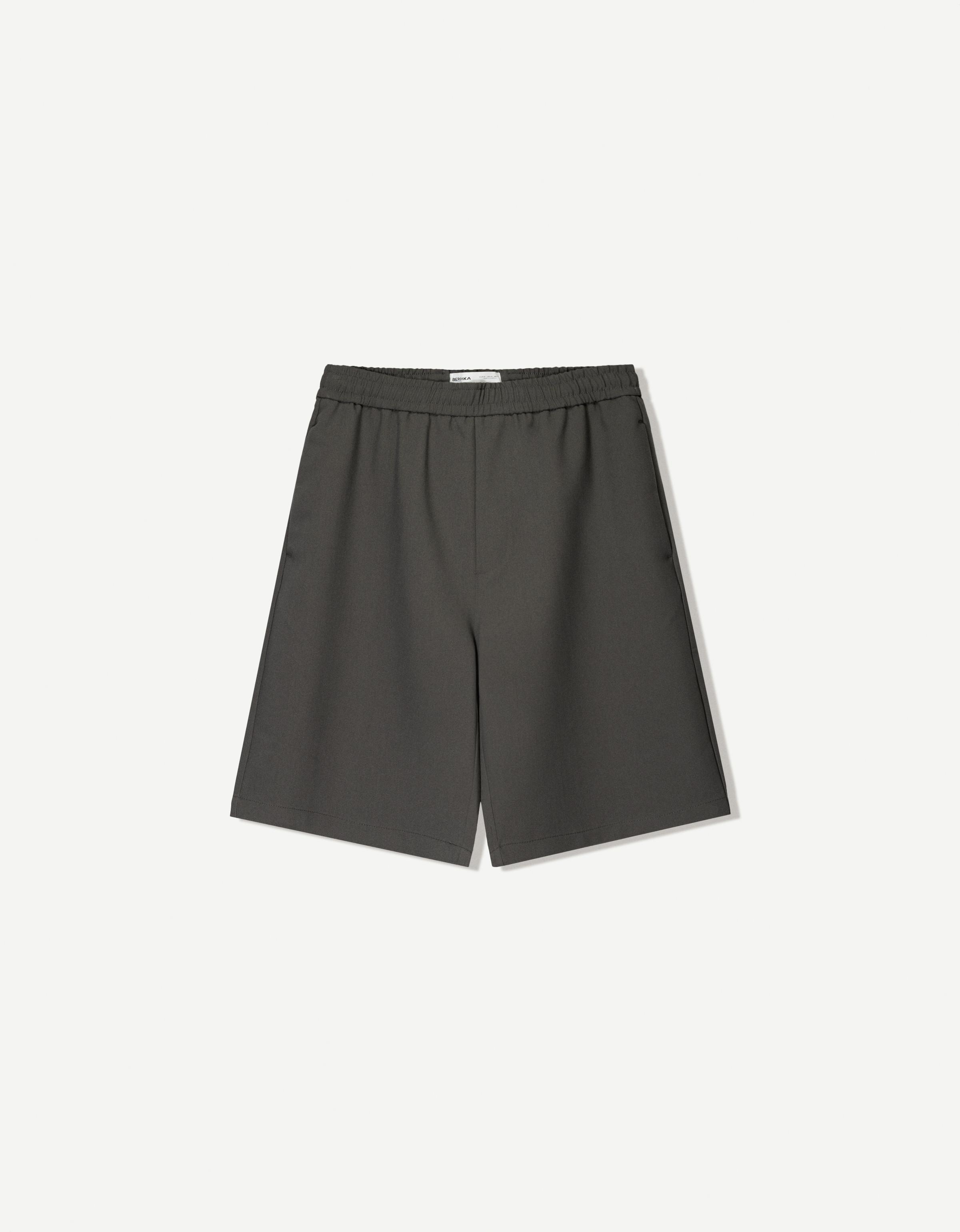 Bershka Tailoring-Bermudas Im Jogginghosen-Stil Herren M Dunkelgrau