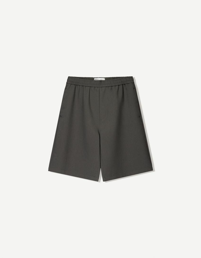 Bermuda jogger tailored fit-Grigio scuro-3