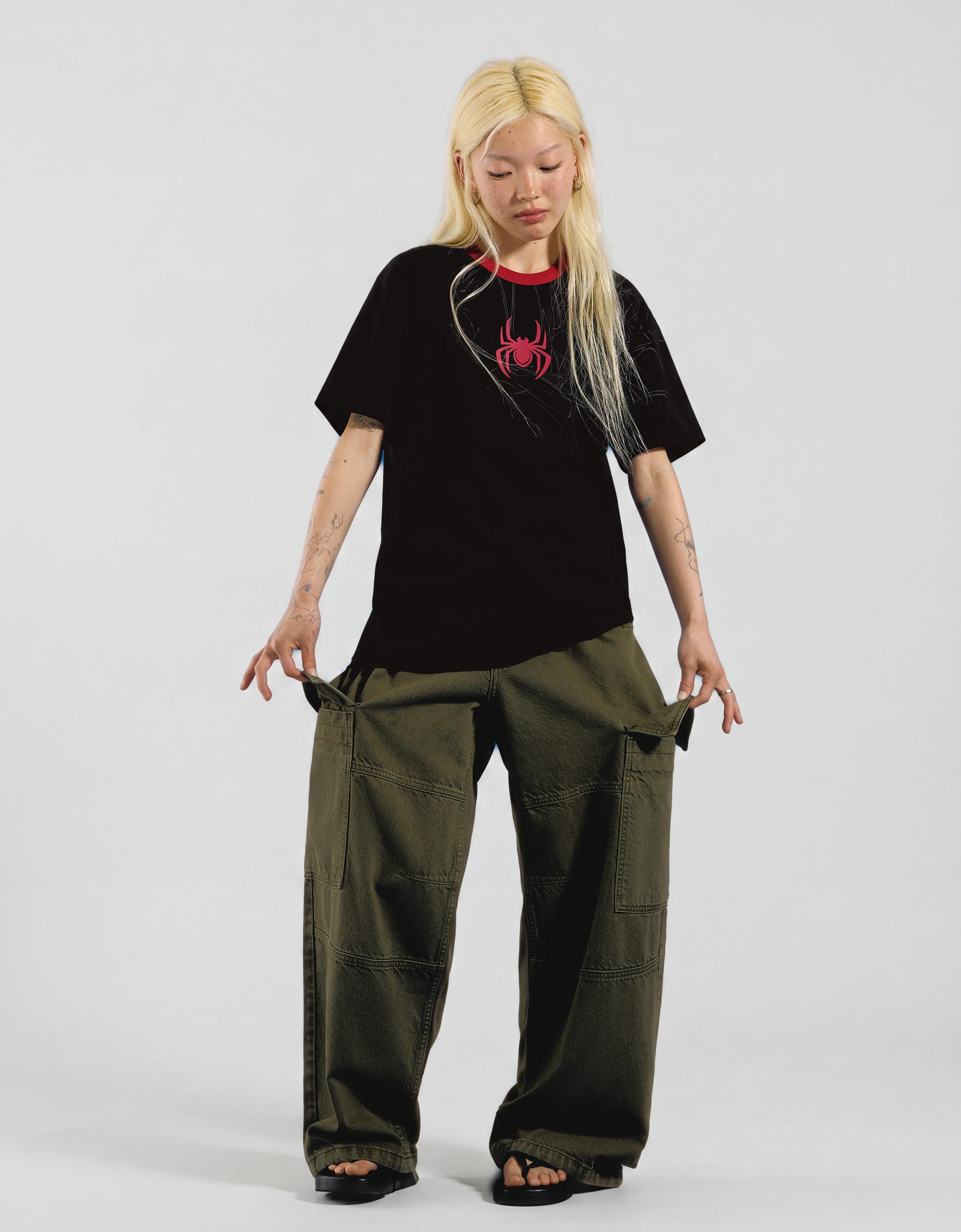 SPIDER-MAN contrast print T-shirt — Black