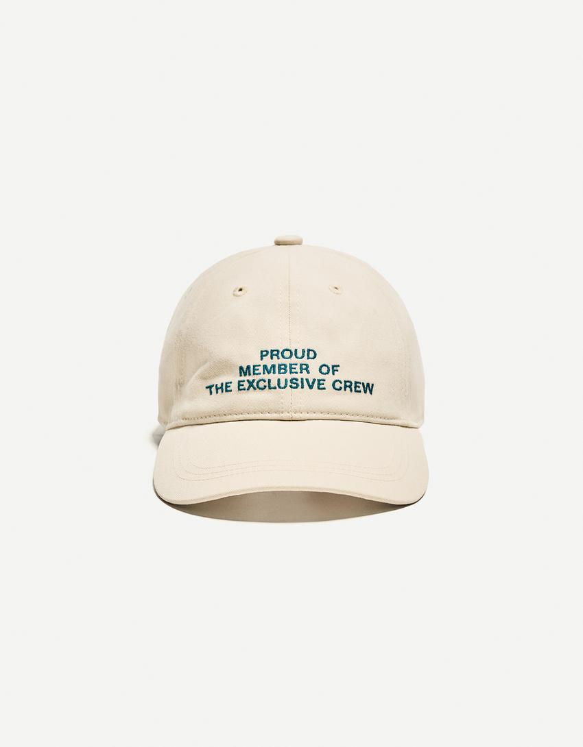 Casquette brodée-Blanc cassé