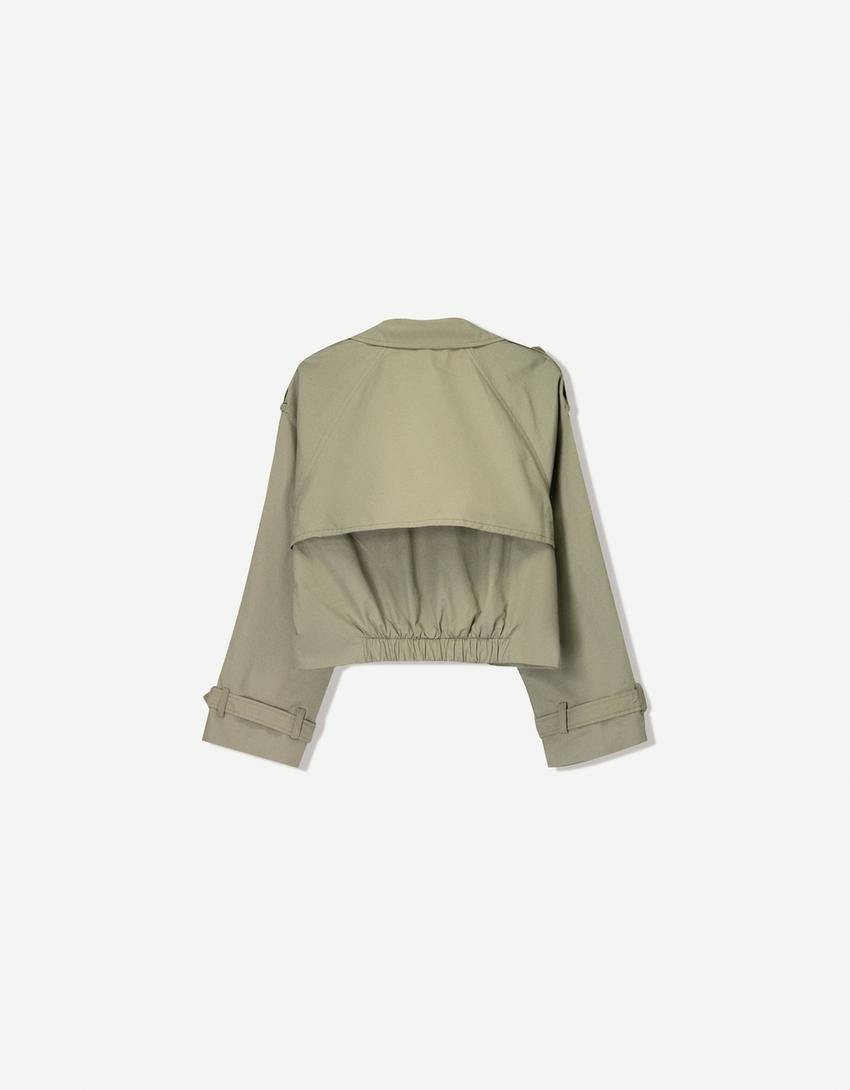 Blouson trench court-Kaki-3