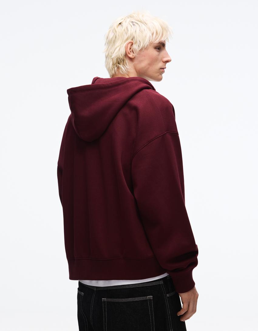 Sweat zippé à capuche-Grenat