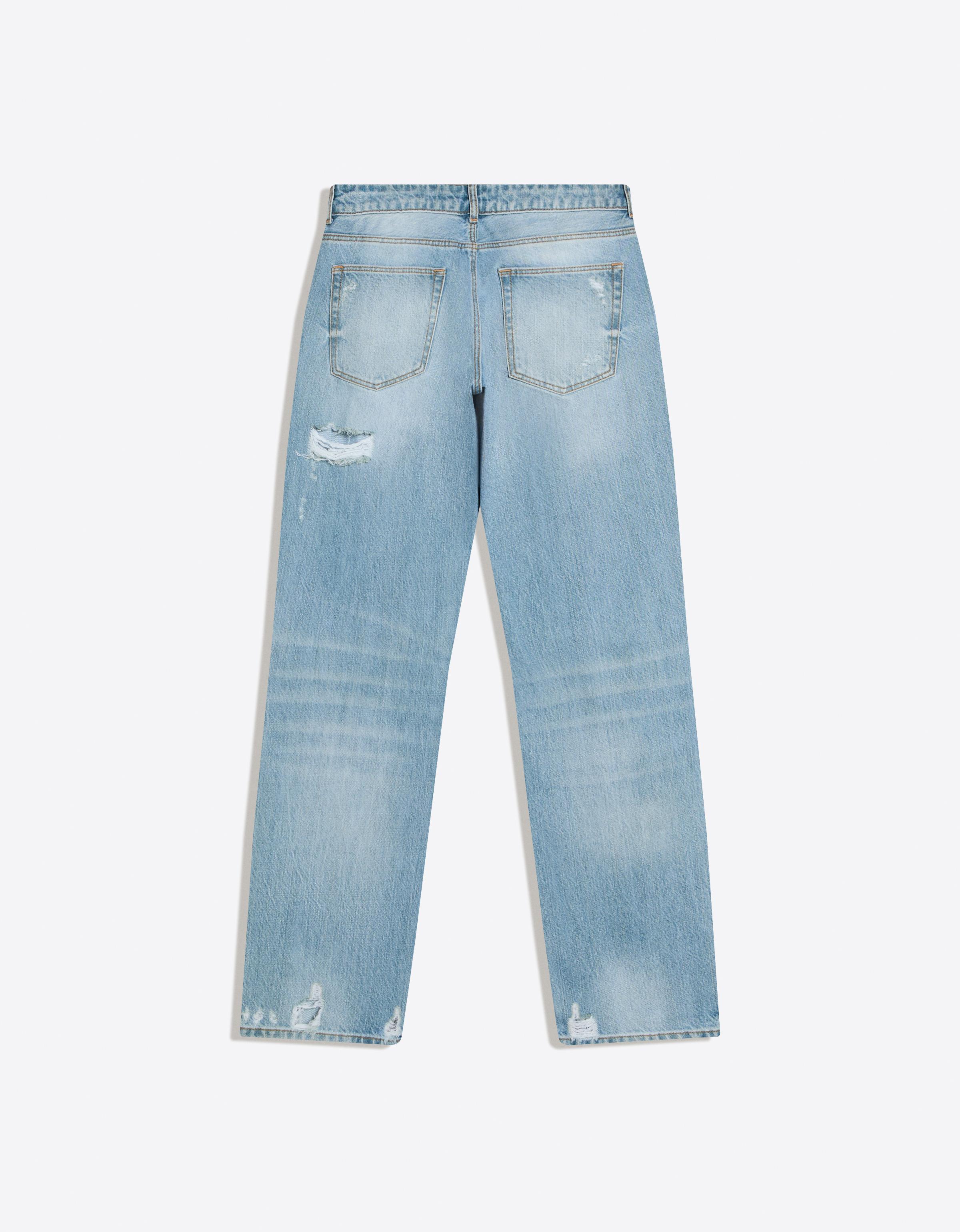 Distressed düşük bel straight fit jean - Görsel 19