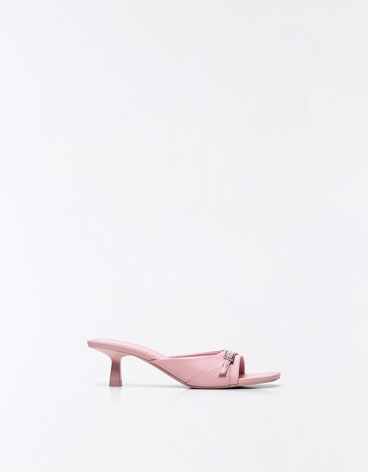 Heeled mules with buckle — PINK