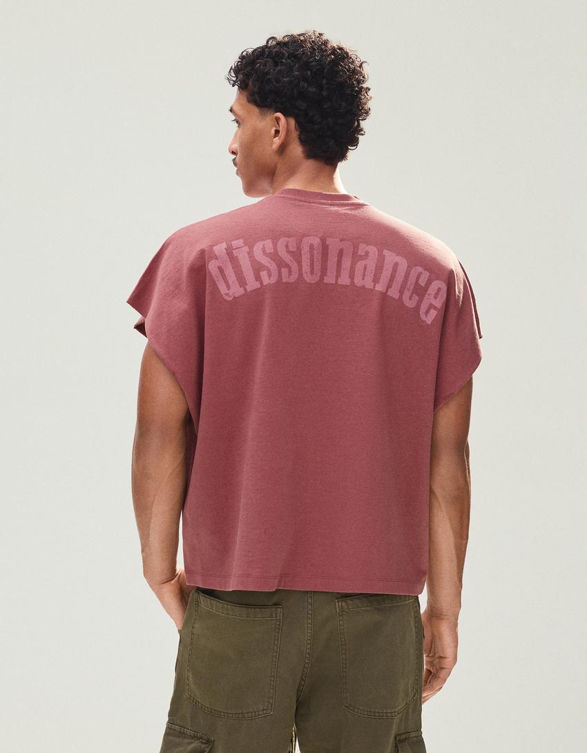 T-shirt senza maniche oversize stampa-Porpora