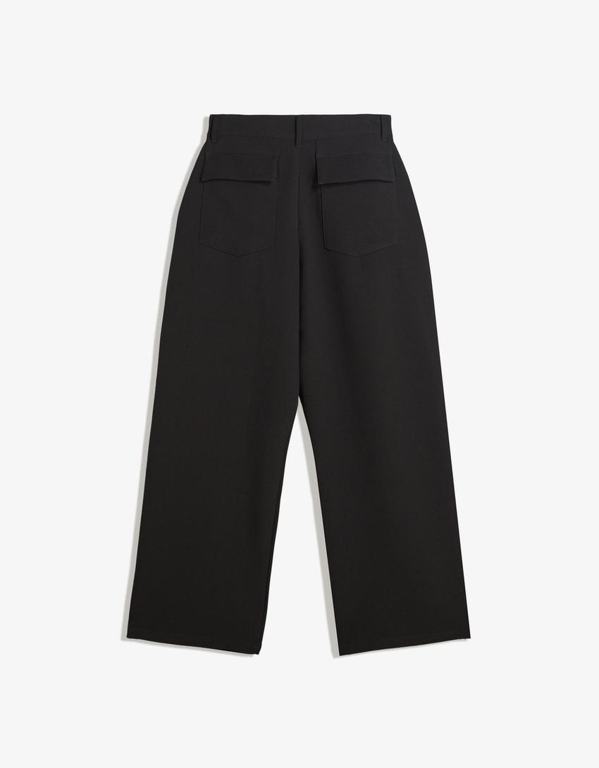 Super baggy tailored trousers-Black-4