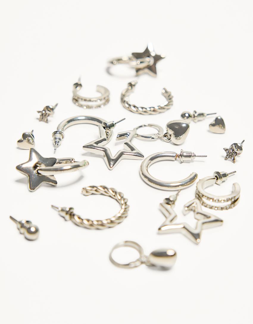 Pack 9 boucles d’oreilles-Argent