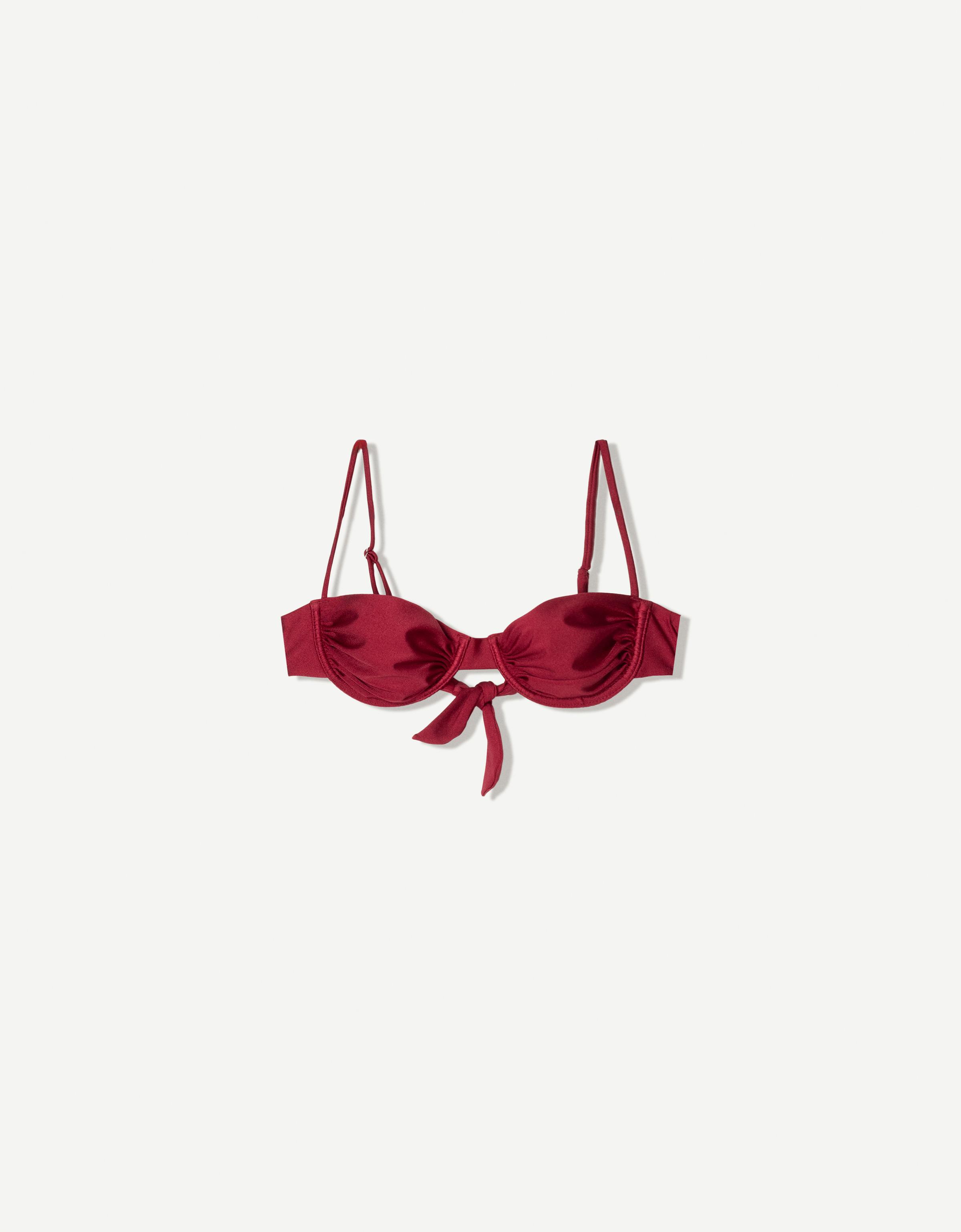 Bershka Bikinioberteil Mit Raffung Damen S Granatrot