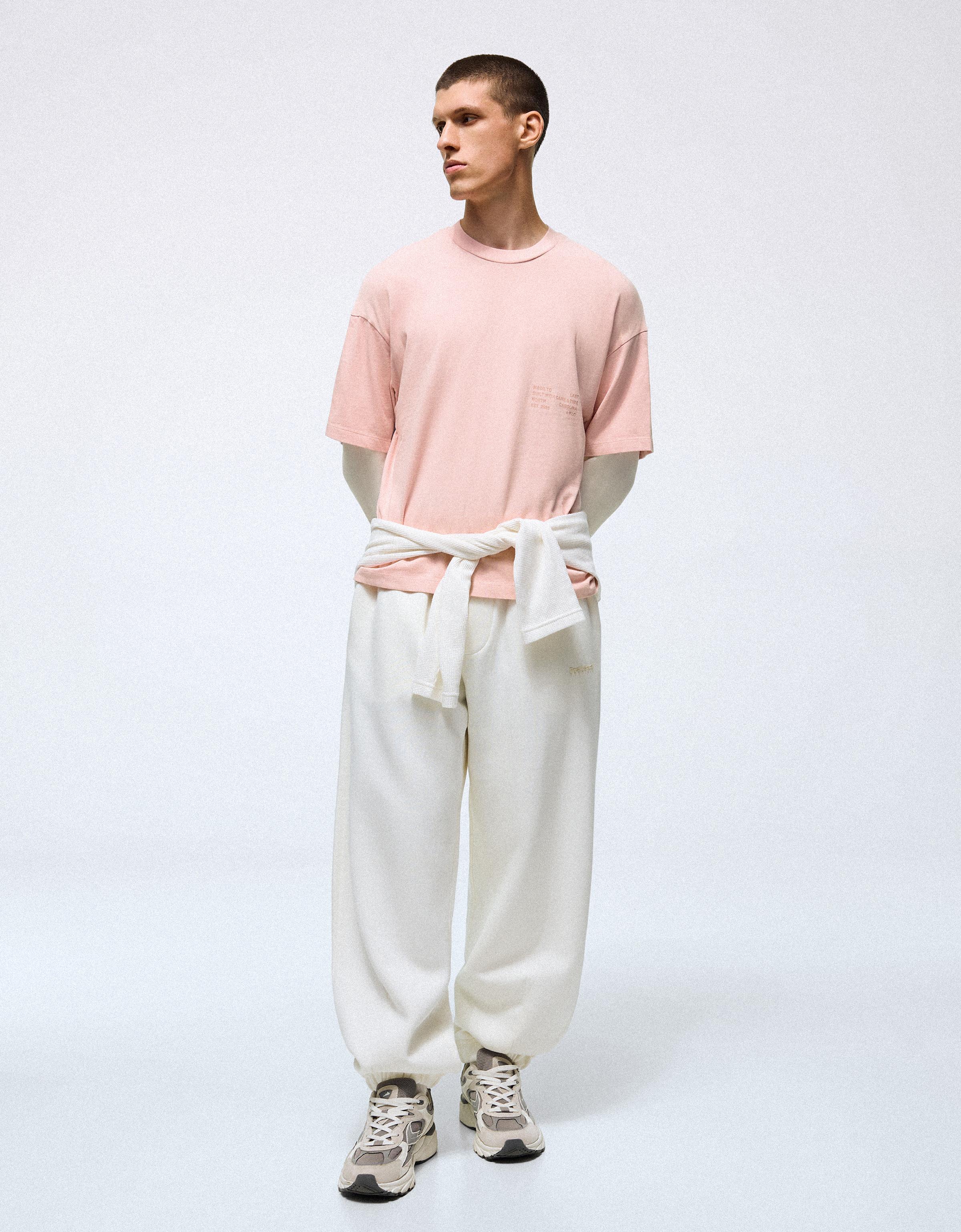 Contrast double-sleeve T-shirt — Pink