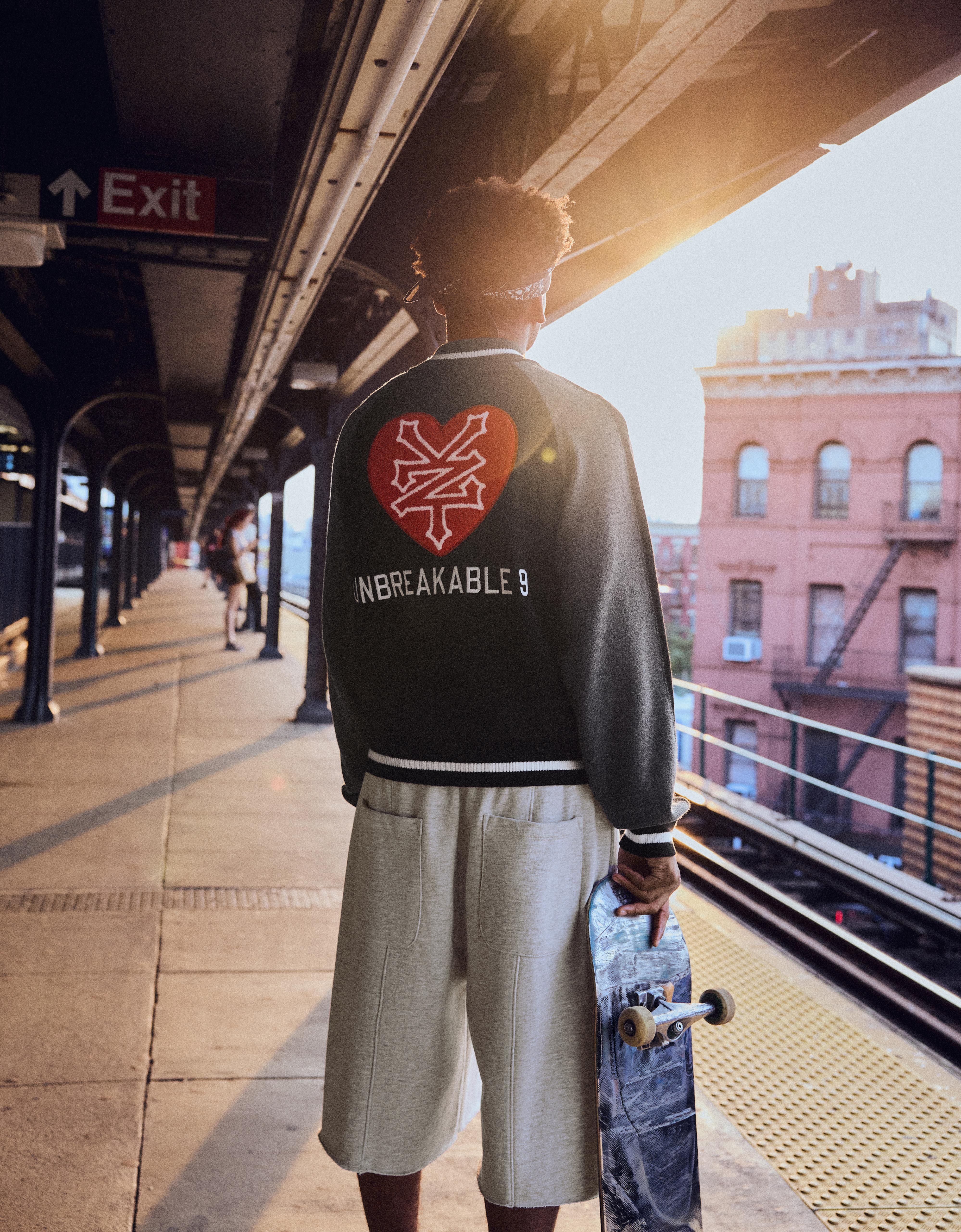 ZOO YORK X BERSHKA embroidered zip-up jacket — Black