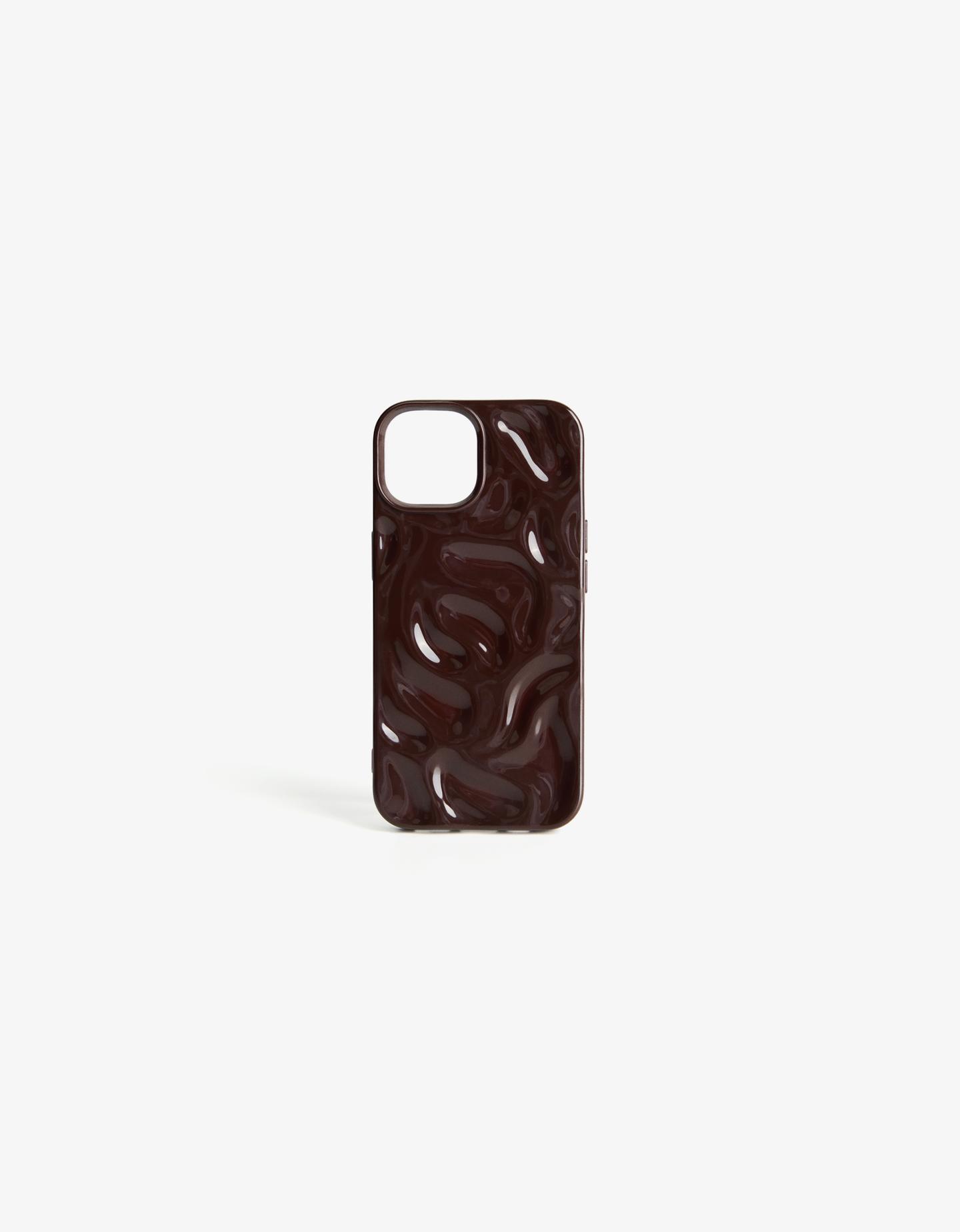 Bershka etui na telefon z teksturą brązowy