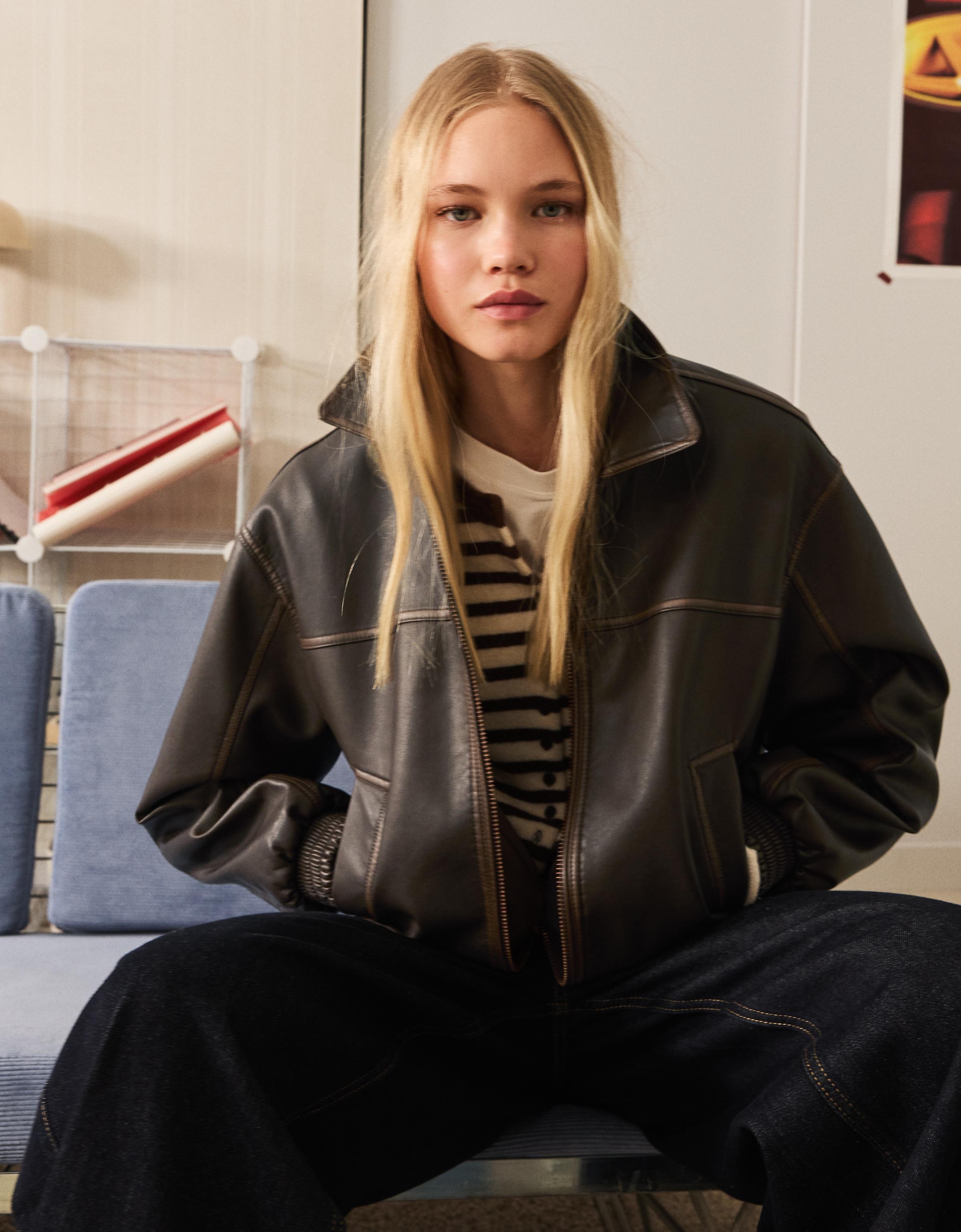 【philme】leatherlike jacket Philip Plein Genuine Sheepskin Crocodile And Hornback Leather