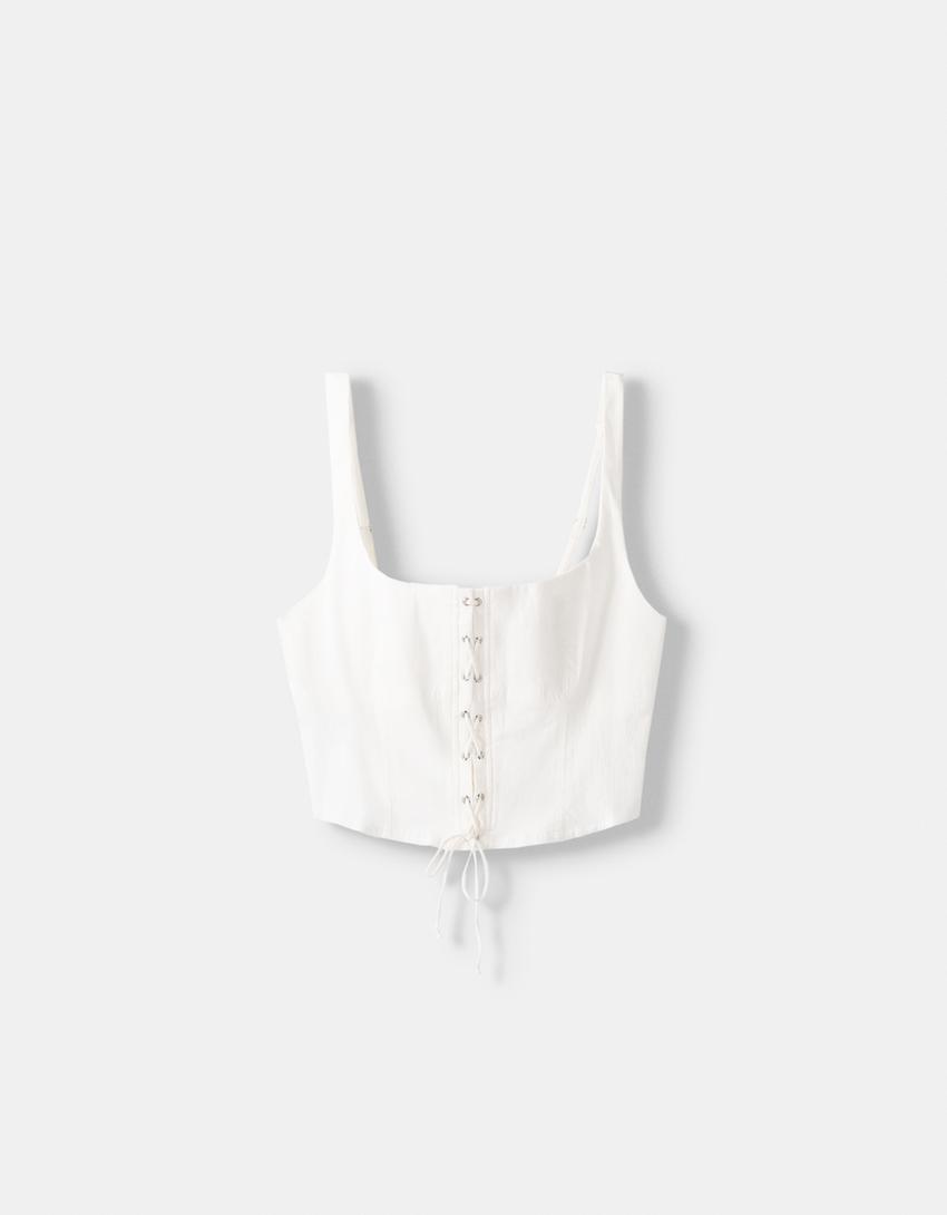 Tied crop top-White-4