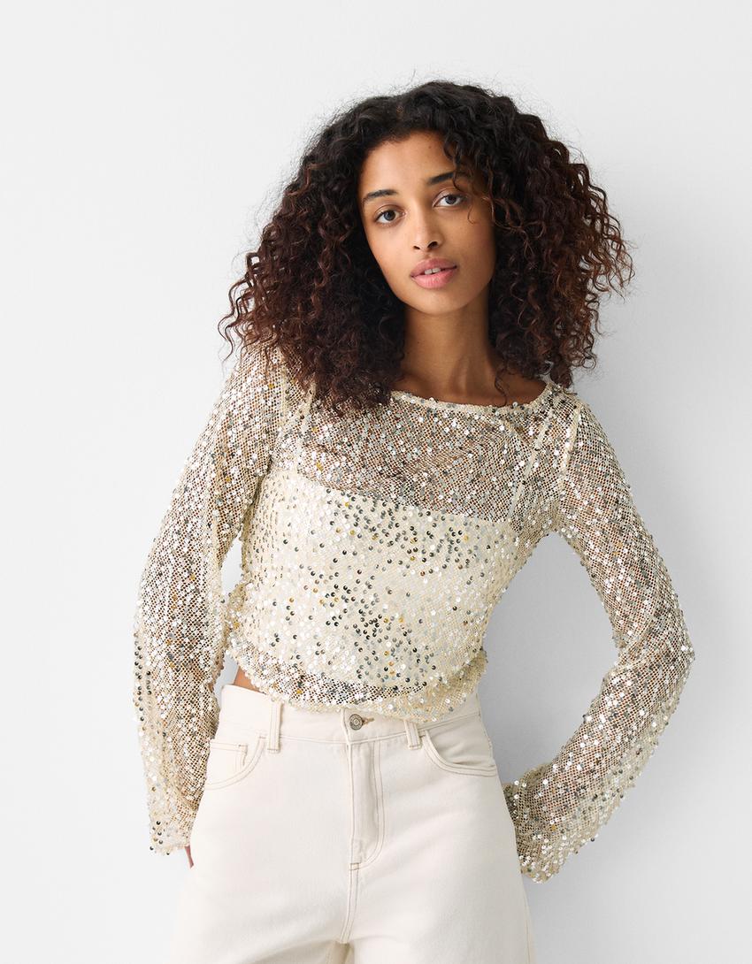 سويتر شبكي بأكمام طويلة وأحجار الراين-بيج-1