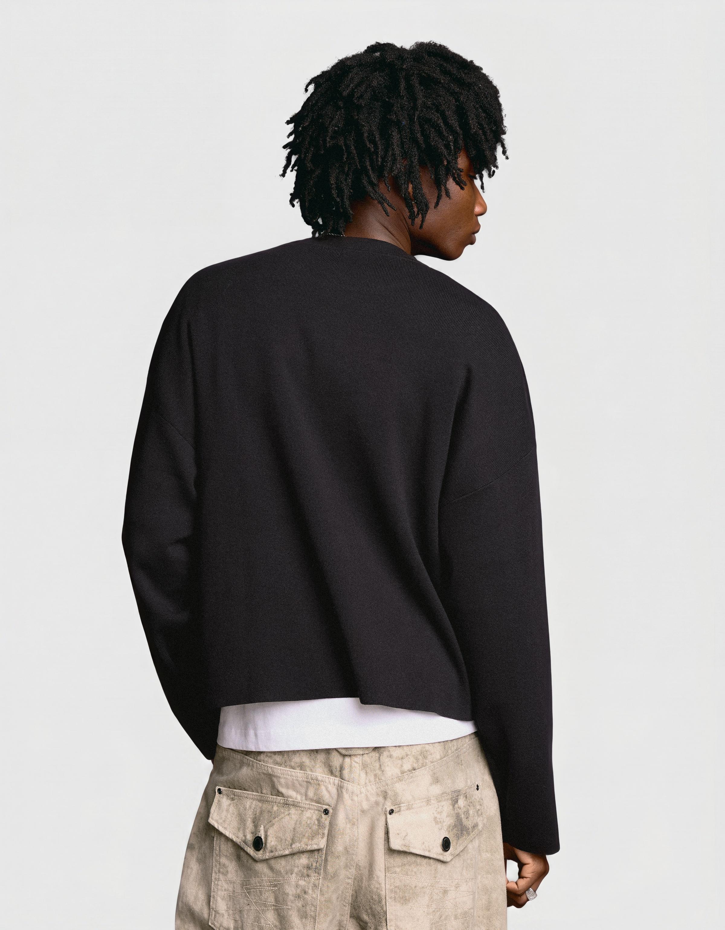 Printed round neck jumper — Black