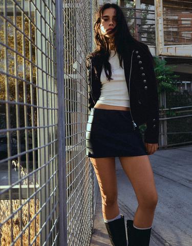 Leather-effect mini skirt — Black 4