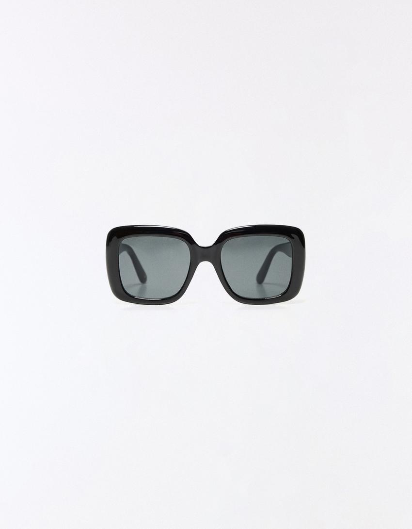 Kacamata hitam resin persegi-Hitam