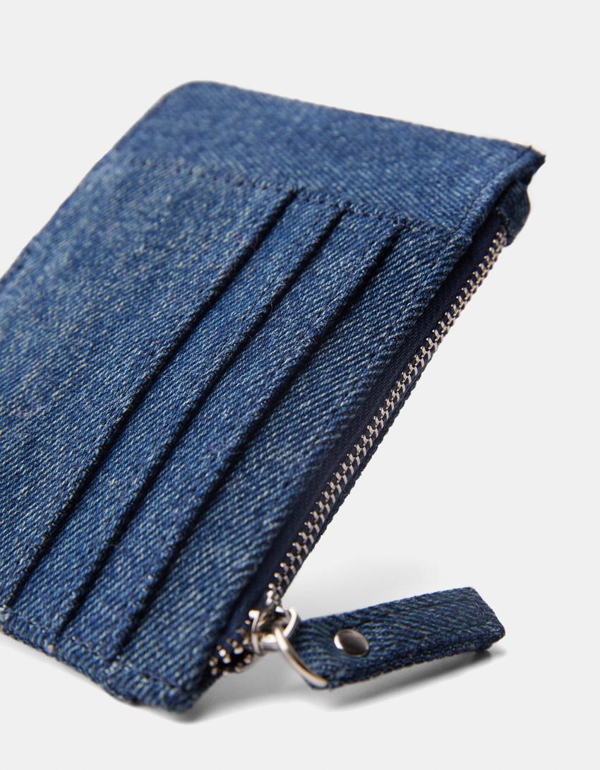 حافظة بطاقات دنيم بأحجار الراين-أزرق-2