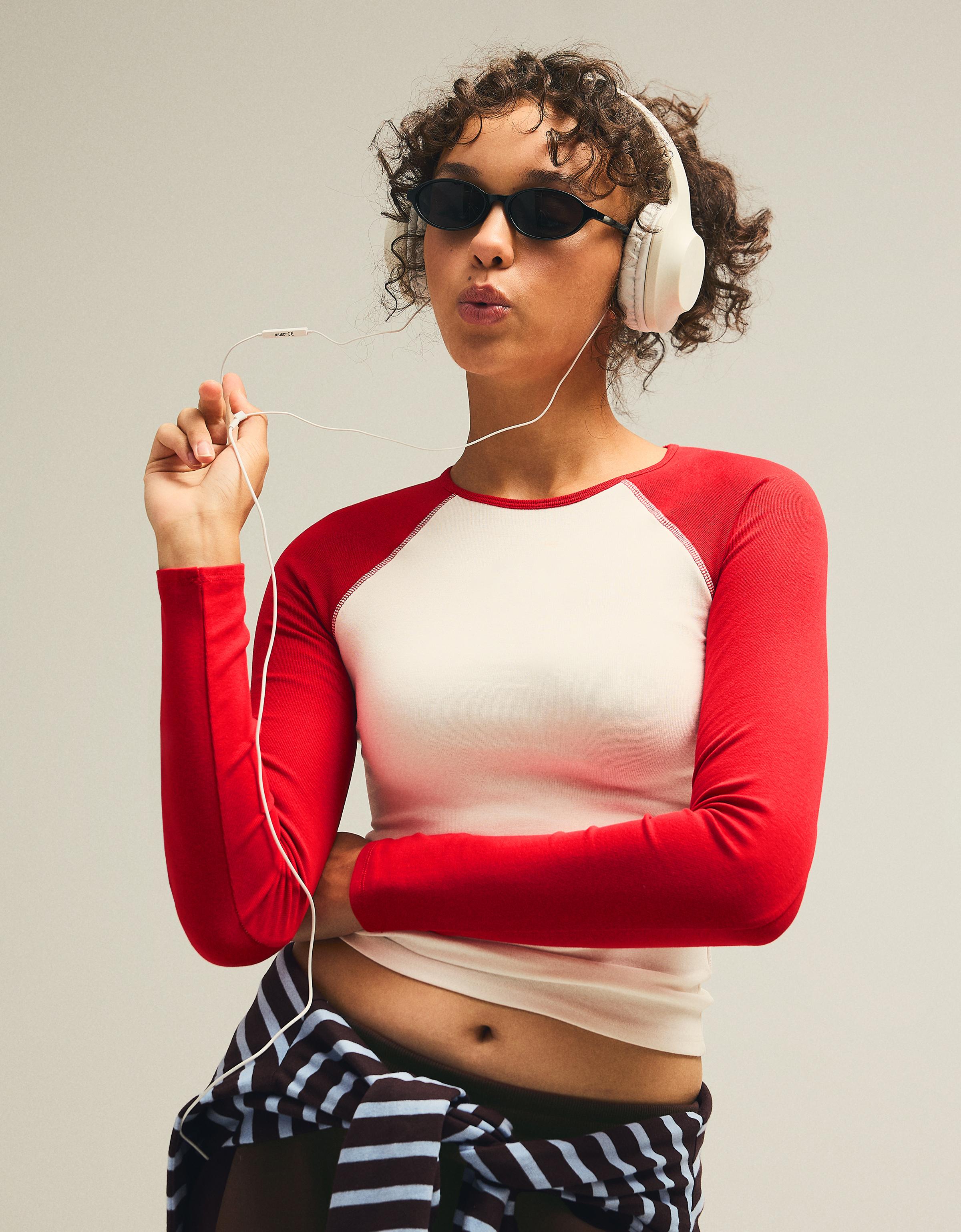 Long sleeve raglan T-shirt — Red