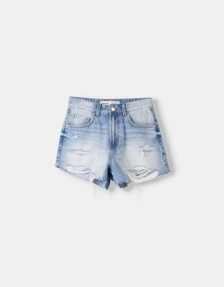 Ripped denim shorts