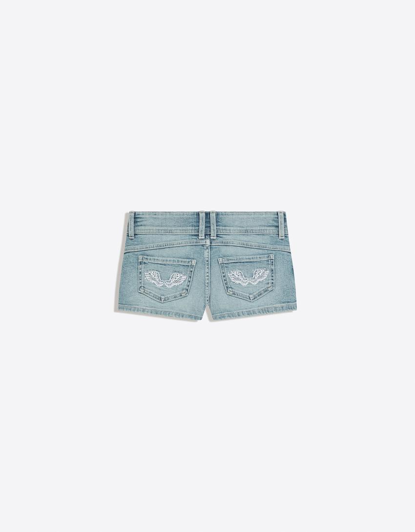 Short denim mini-Azul claro